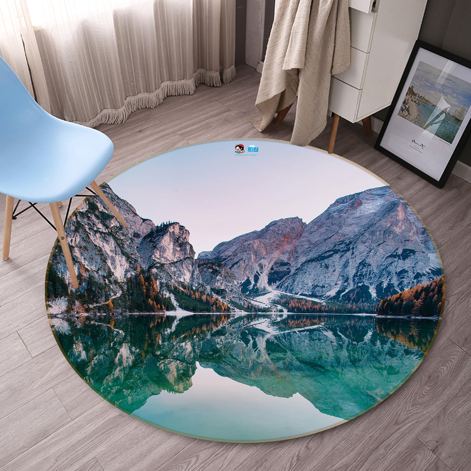 3D Mountains Rivers 69083 Round Non Slip Rug Mat