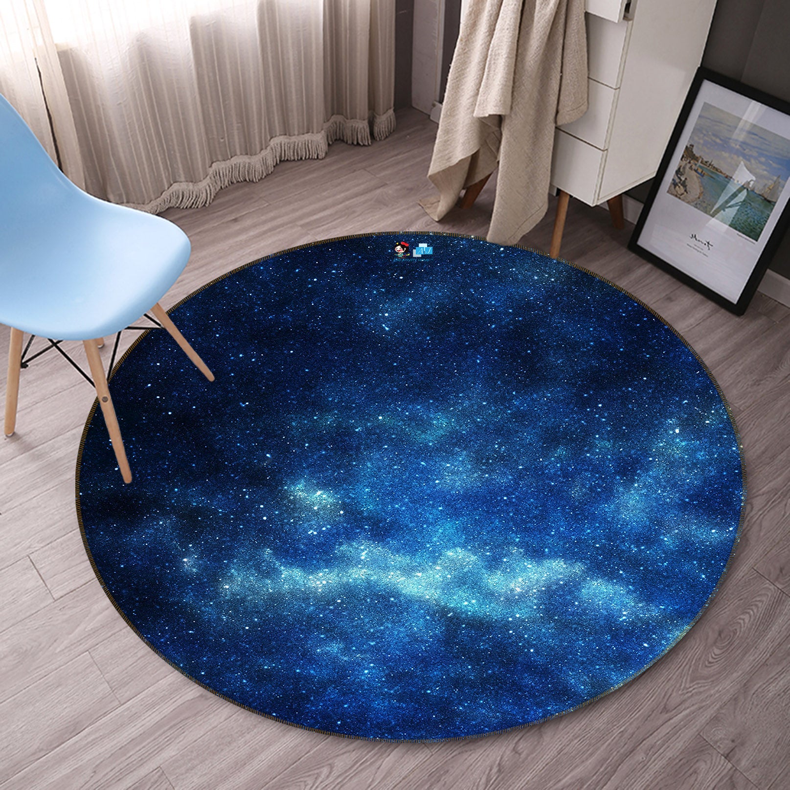 3D Starry Sky 74084 Round Non Slip Rug Mat
