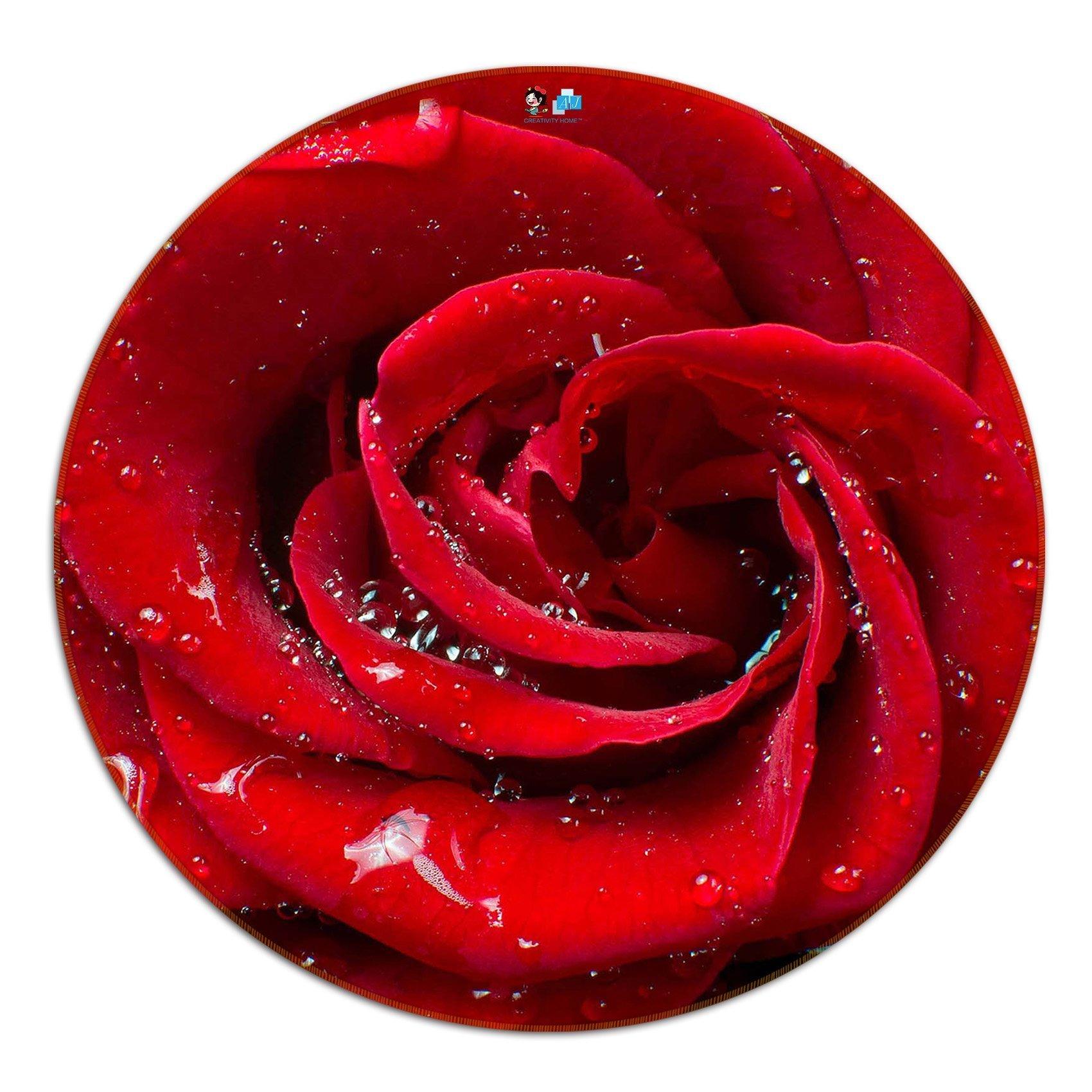 3D Red Rose 42 Round Non Slip Rug Mat Mat AJ Creativity Home