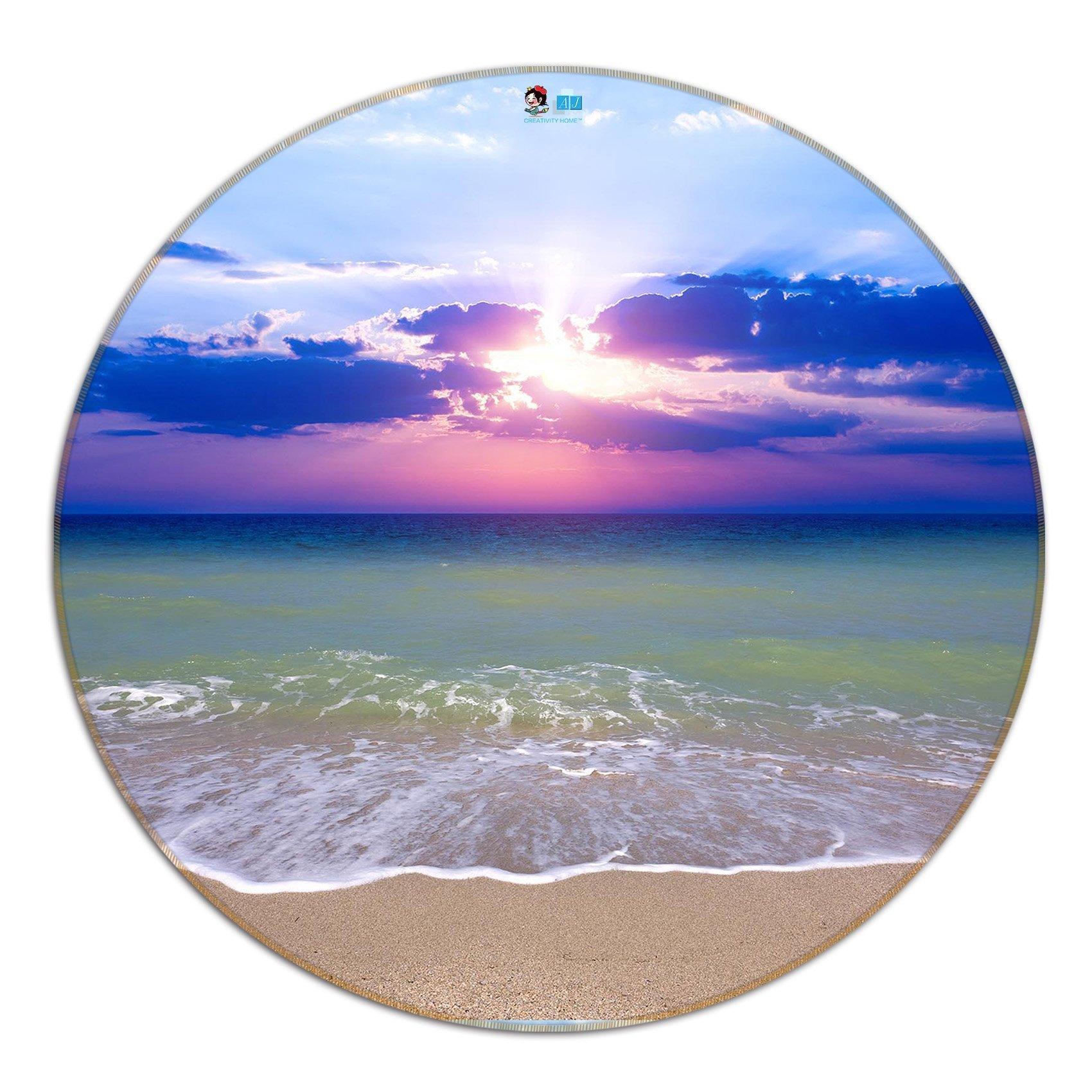 3D Magic Sea Sunset 123 Round Non Slip Rug Mat Mat AJ Creativity Home