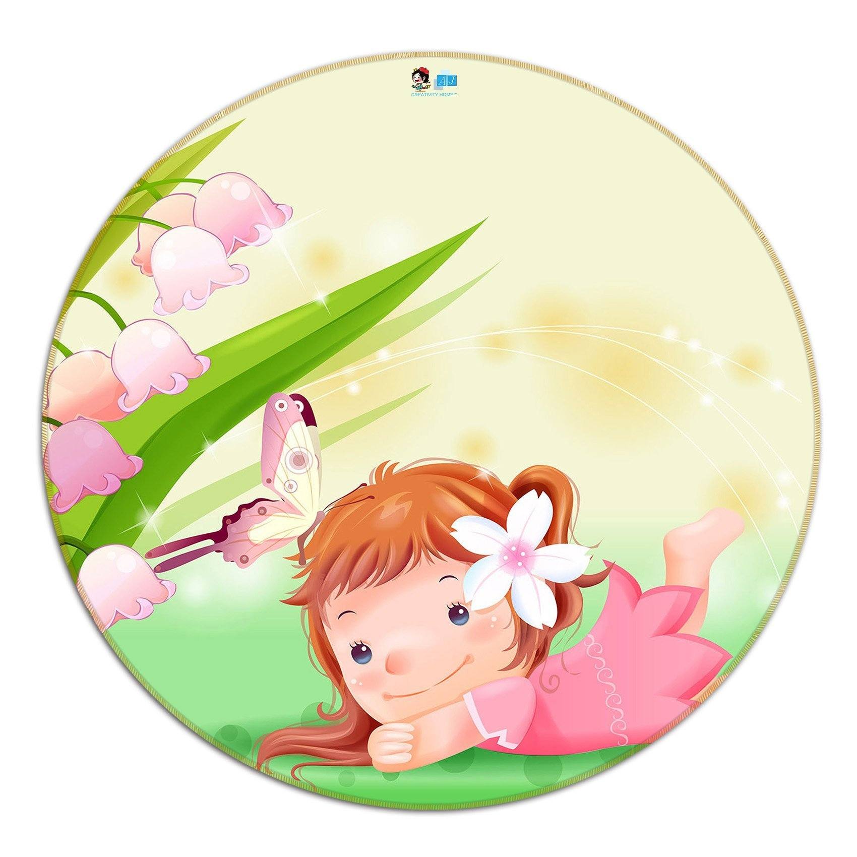 3D Naughty Little Girl 38 Round Non Slip Rug Mat Mat AJ Creativity Home
