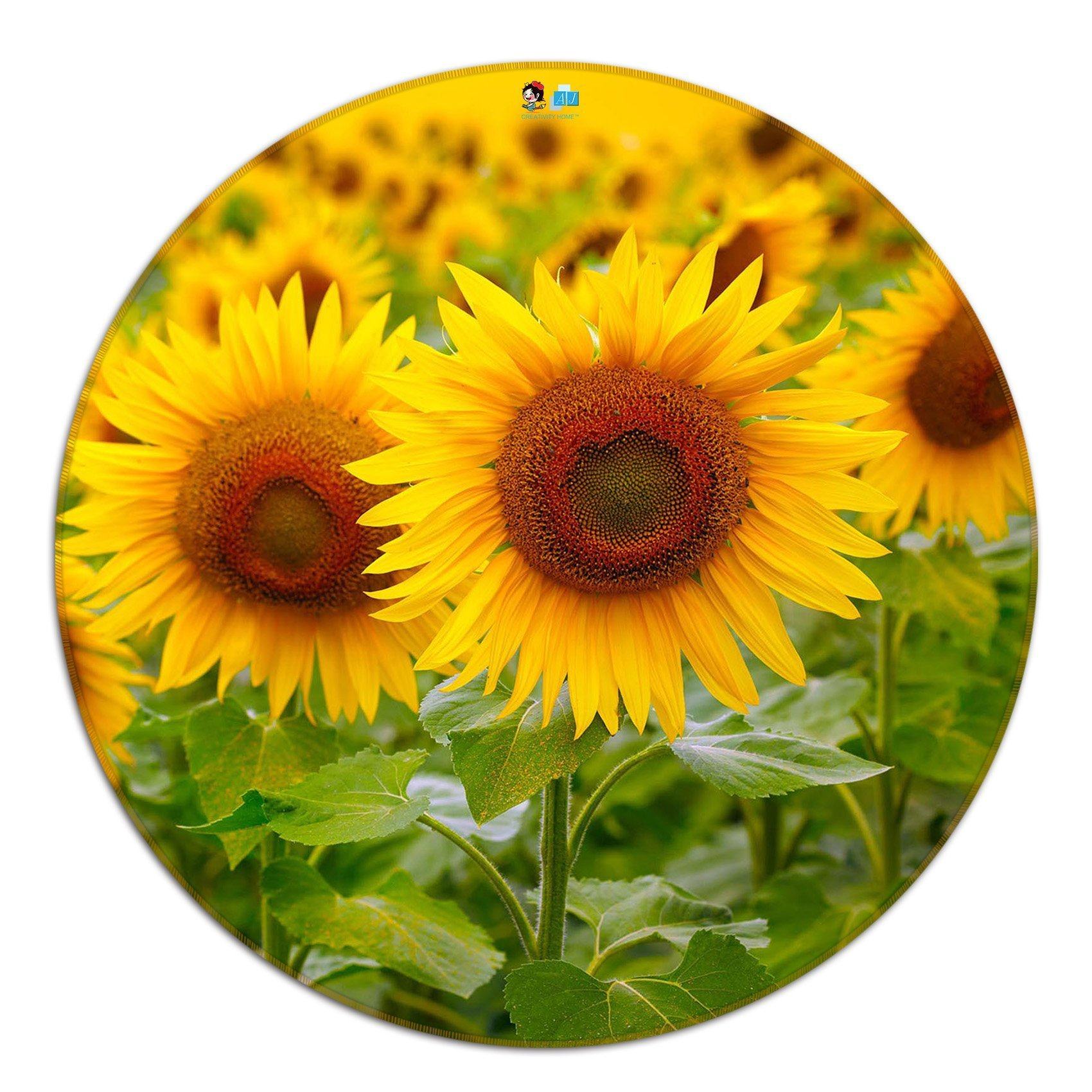 3D Pretty Sunflowers 104 Round Non Slip Rug Mat Mat AJ Creativity Home