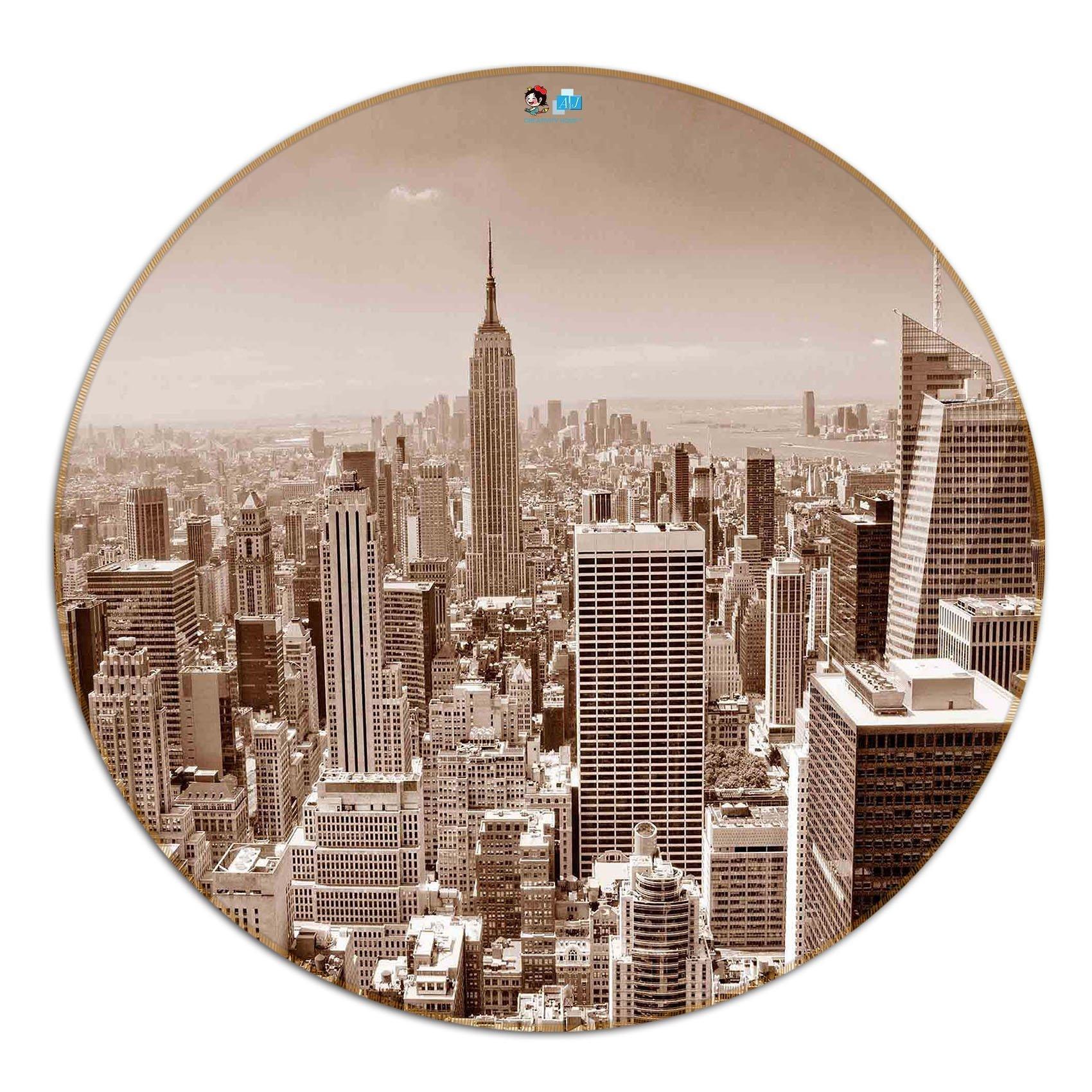 3D New York Buildings 55 Round Non Slip Rug Mat Mat AJ Creativity Home