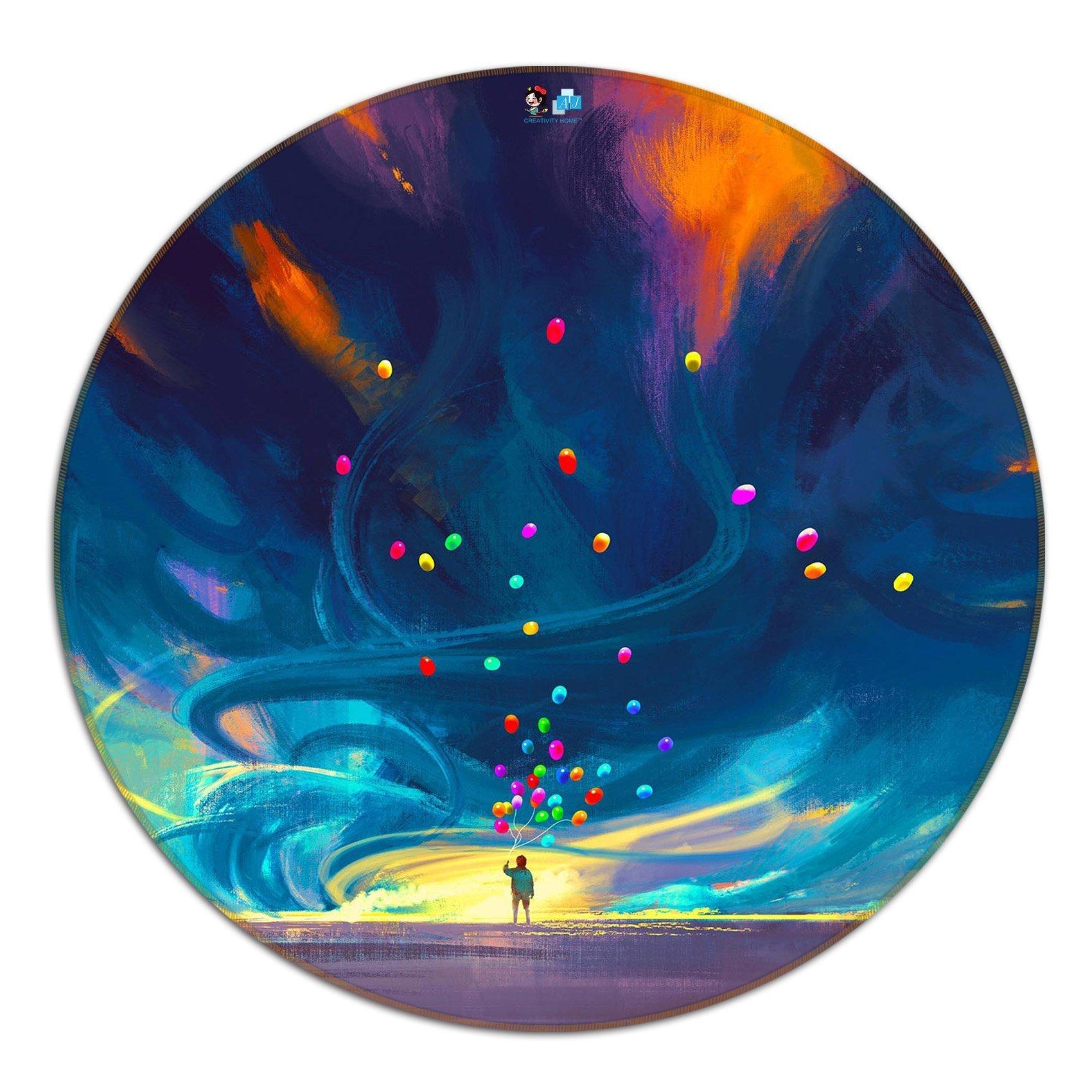 3D Flying Balloons 75 Round Non Slip Rug Mat Mat AJ Creativity Home