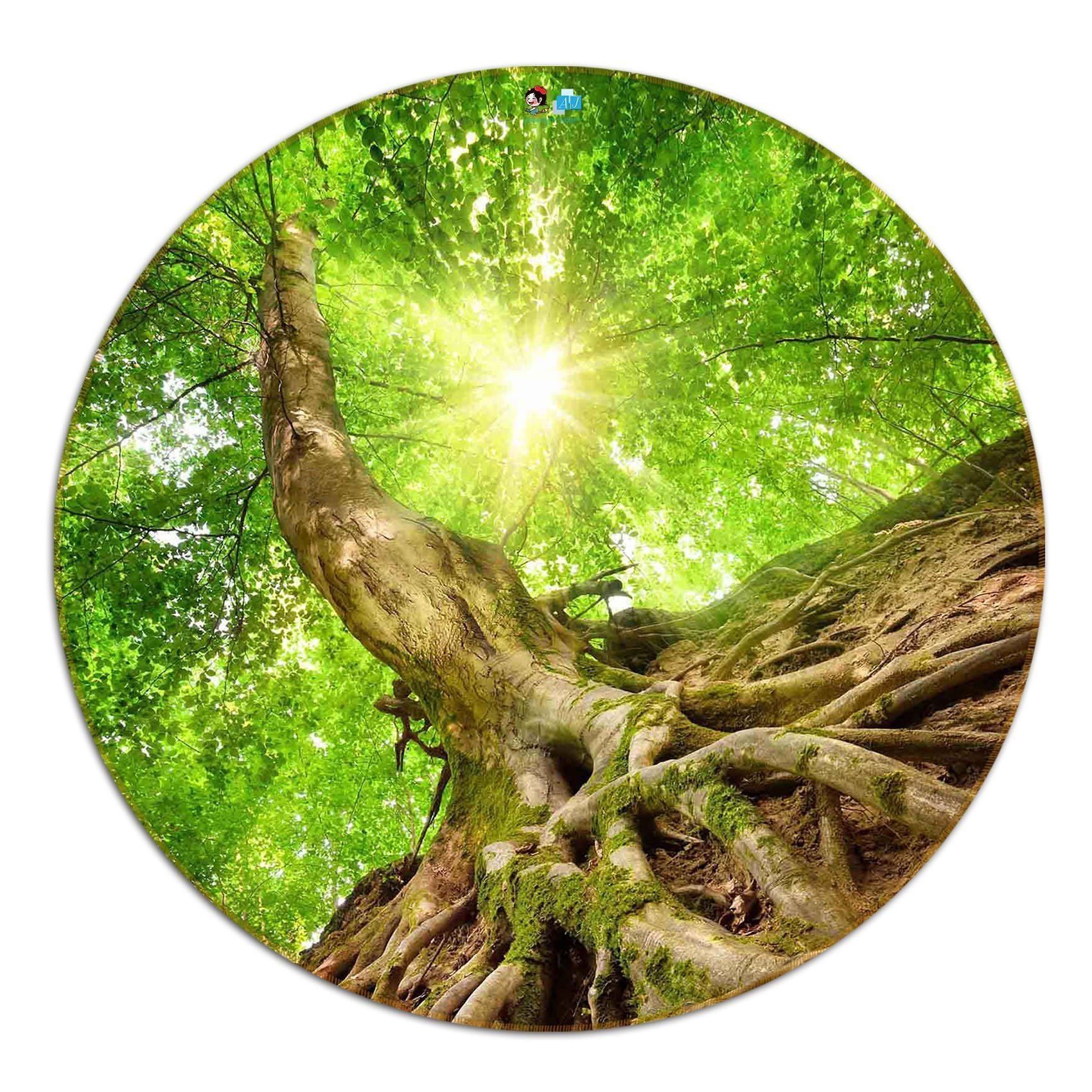 3D Green Tree Roots 138 Round Non Slip Rug Mat Mat AJ Creativity Home