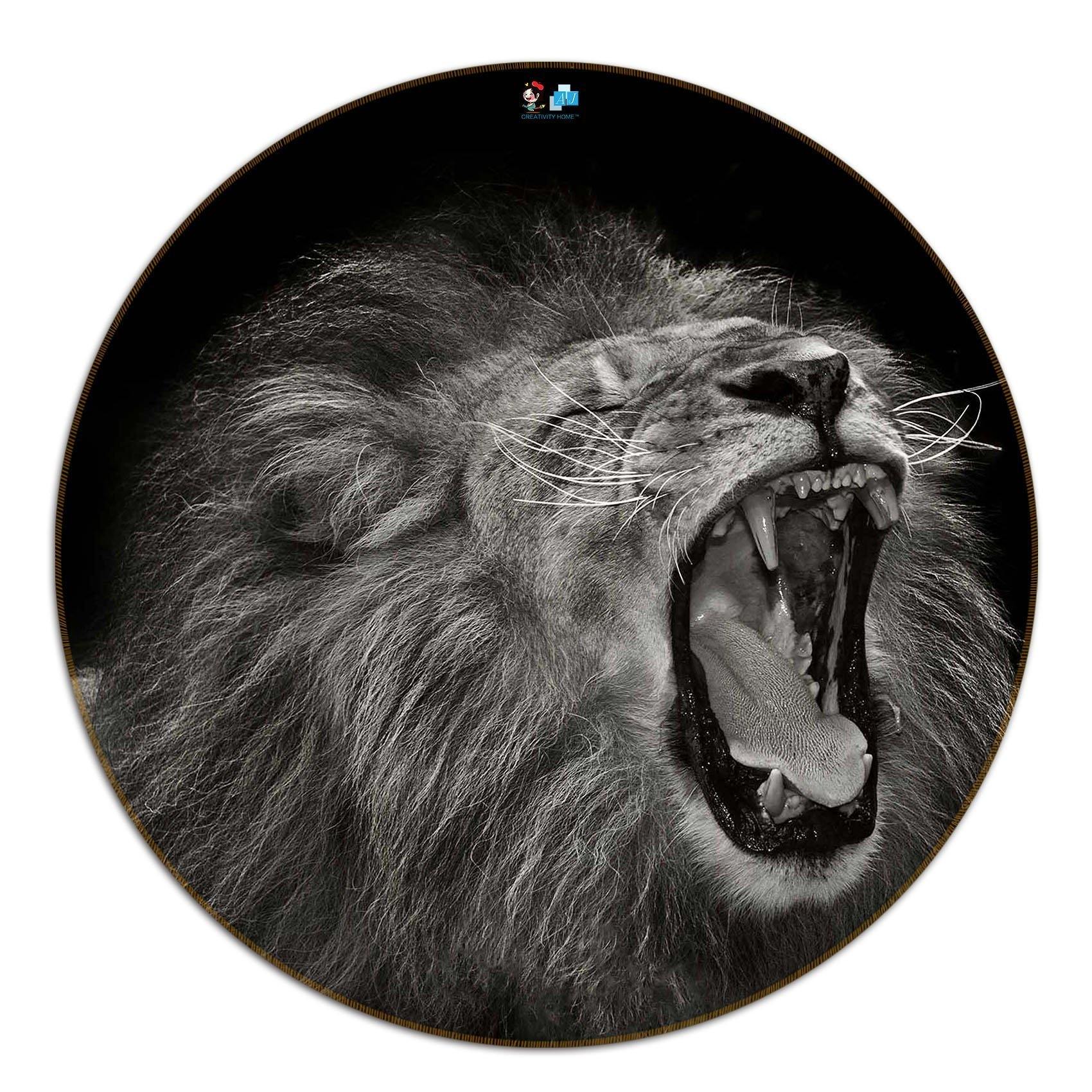 3D Laughing Lion 87 Round Non Slip Rug Mat Mat AJ Creativity Home