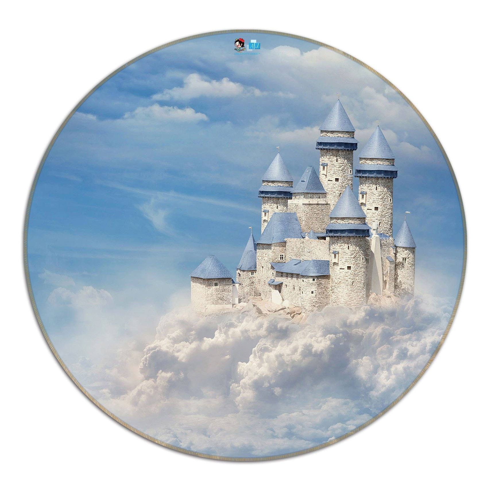 3D Castle In The Clouds 116 Round Non Slip Rug Mat Mat AJ Creativity Home
