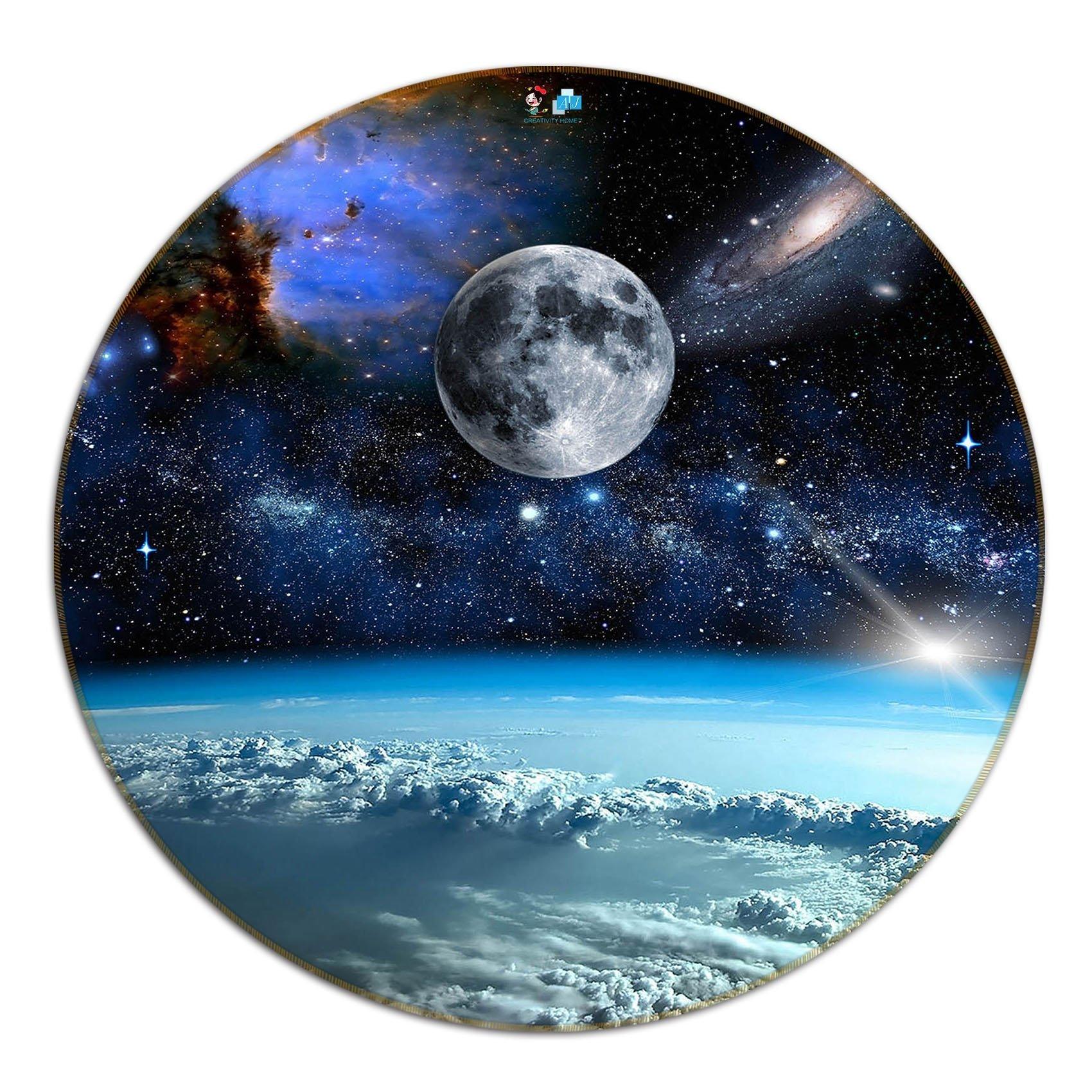 3D Space Planet 5 Round Non Slip Rug Mat Mat AJ Creativity Home