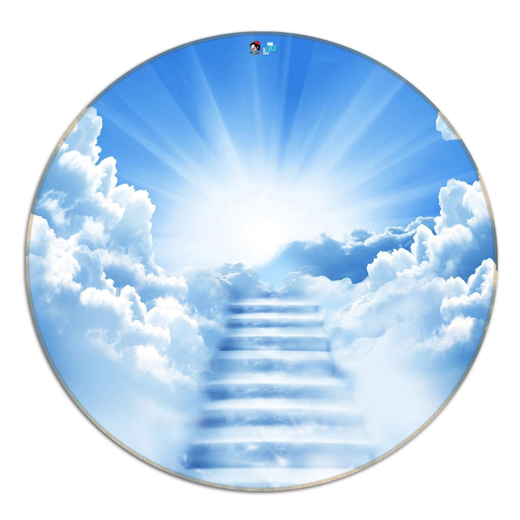3D Sky Ladder 125 Round Non Slip Rug Mat Mat AJ Creativity Home