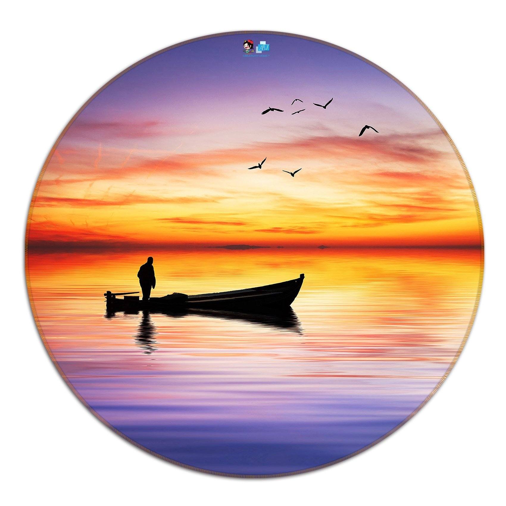 3D Calm Sea Sunset 122 Round Non Slip Rug Mat Mat AJ Creativity Home