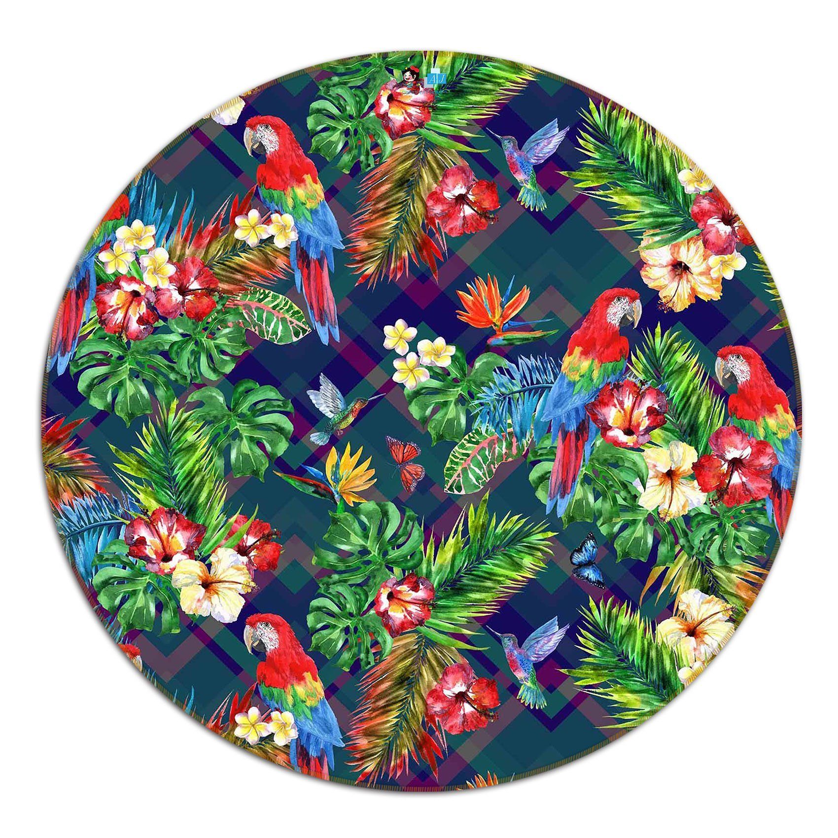 3D Flowers Birds Pattern 80 Round Non Slip Rug Mat Mat AJ Creativity Home