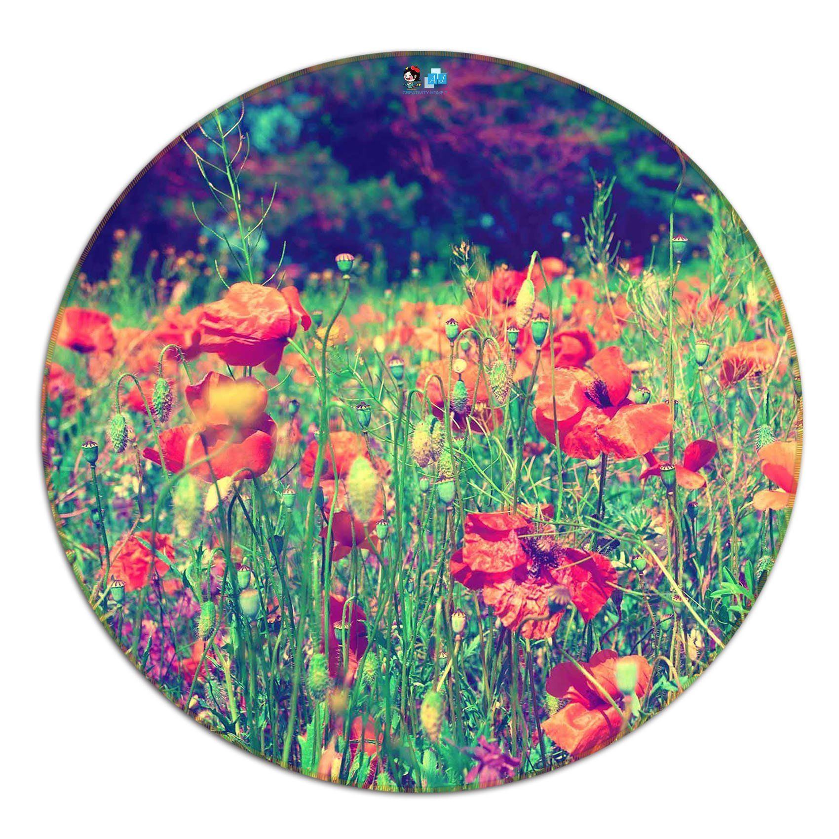 3D Gorgeous Flowers 72 Round Non Slip Rug Mat Mat AJ Creativity Home