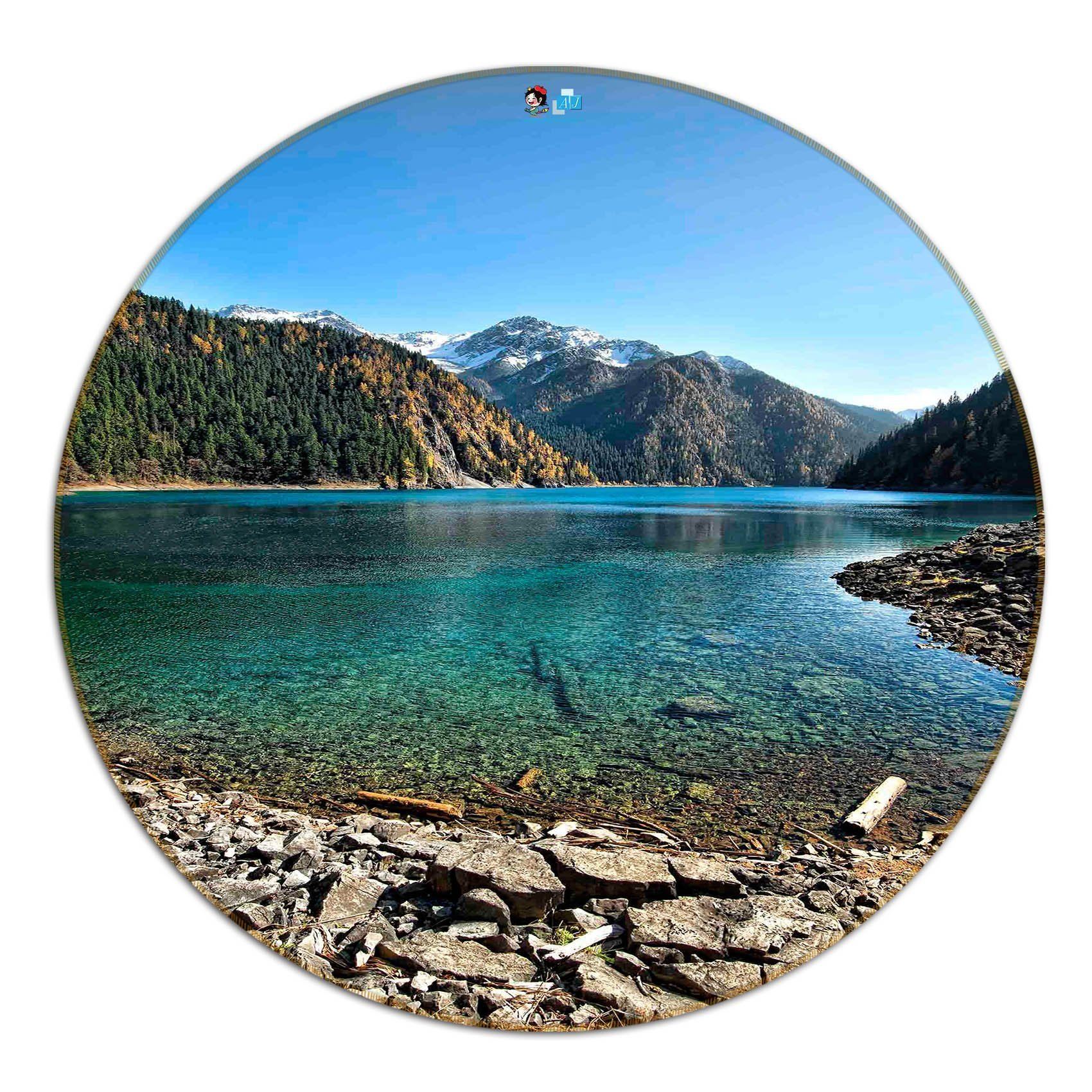 3D Peaceful Lake 21 Round Non Slip Rug Mat Mat AJ Creativity Home