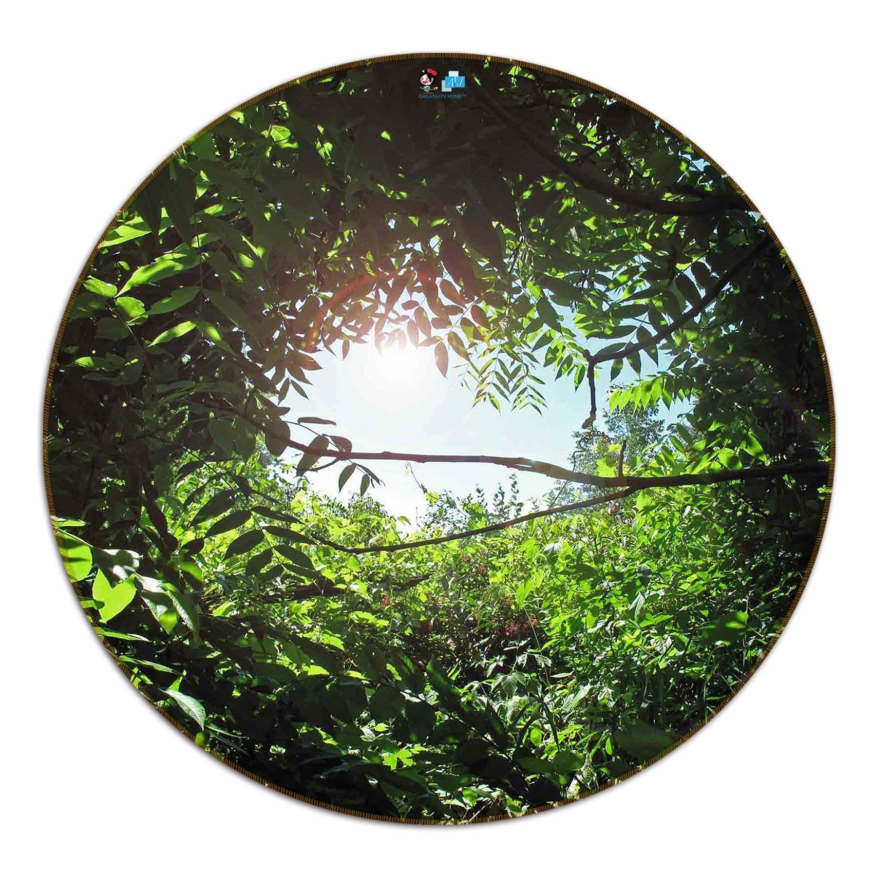 3D Forest Leaves Hole 9 Round Non Slip Rug Mat Mat AJ Creativity Home