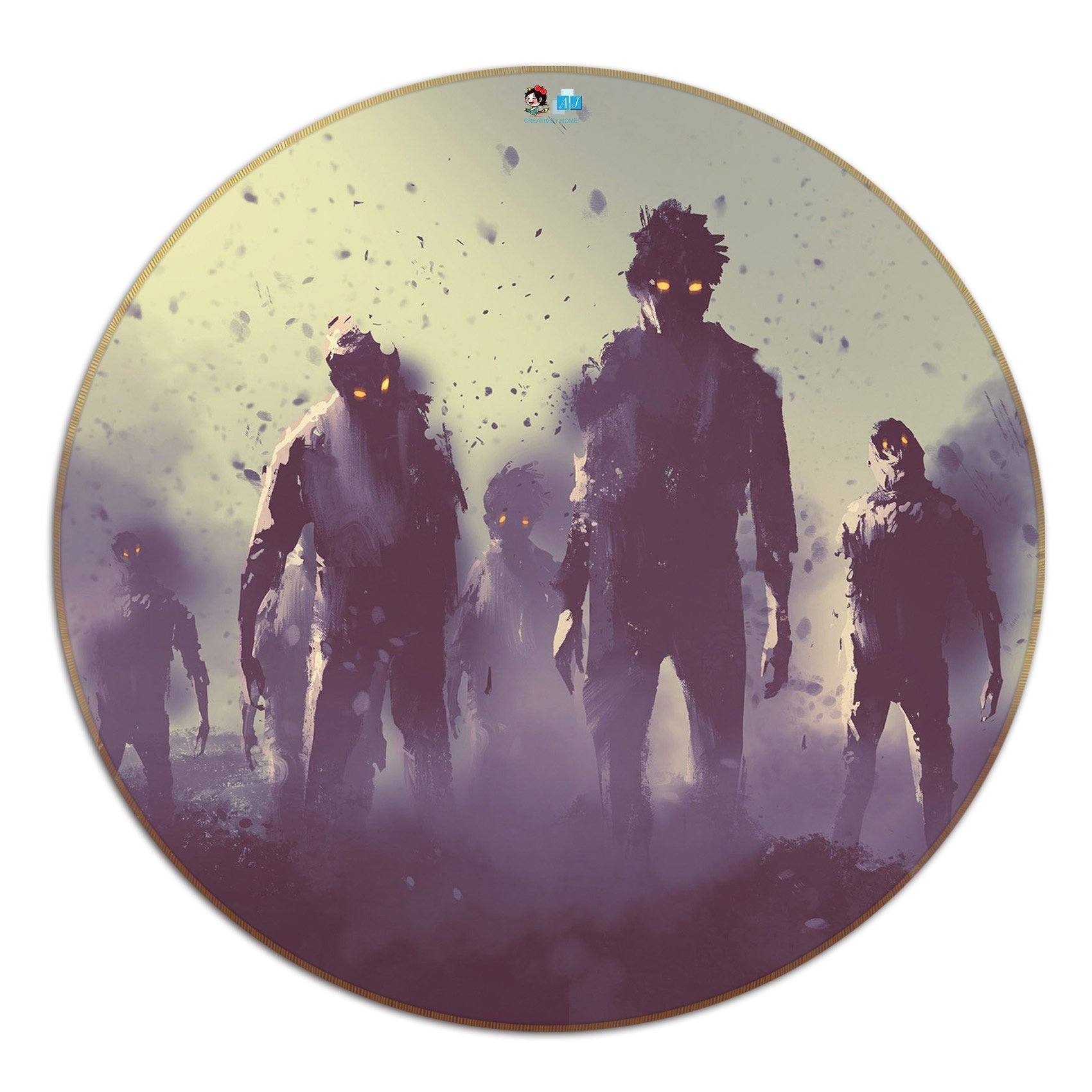 3D Zombies 59 Round Non Slip Rug Mat Mat AJ Creativity Home