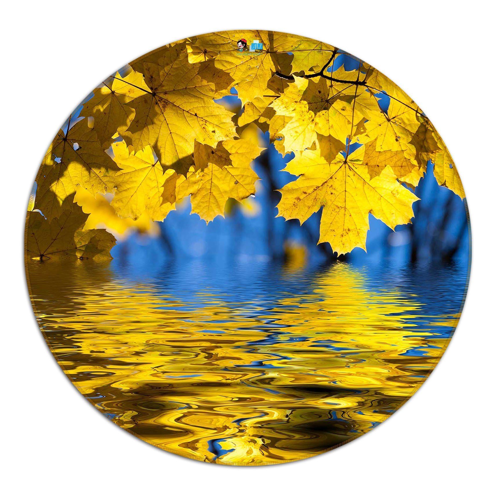 3D Drooping Leaves 50 Round Non Slip Rug Mat Mat AJ Creativity Home