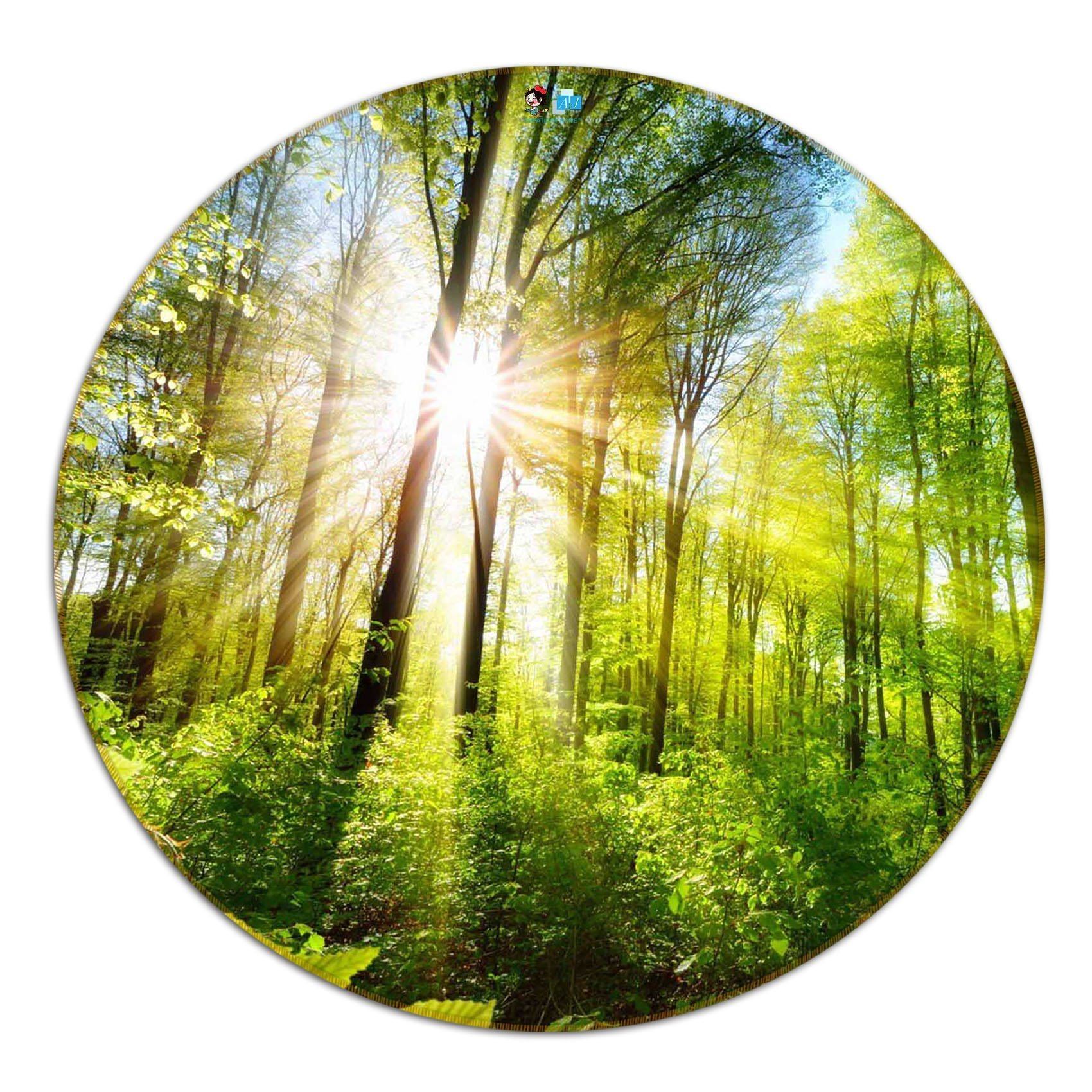 3D Forest Bright Sunshine 61 Round Non Slip Rug Mat Mat AJ Creativity Home