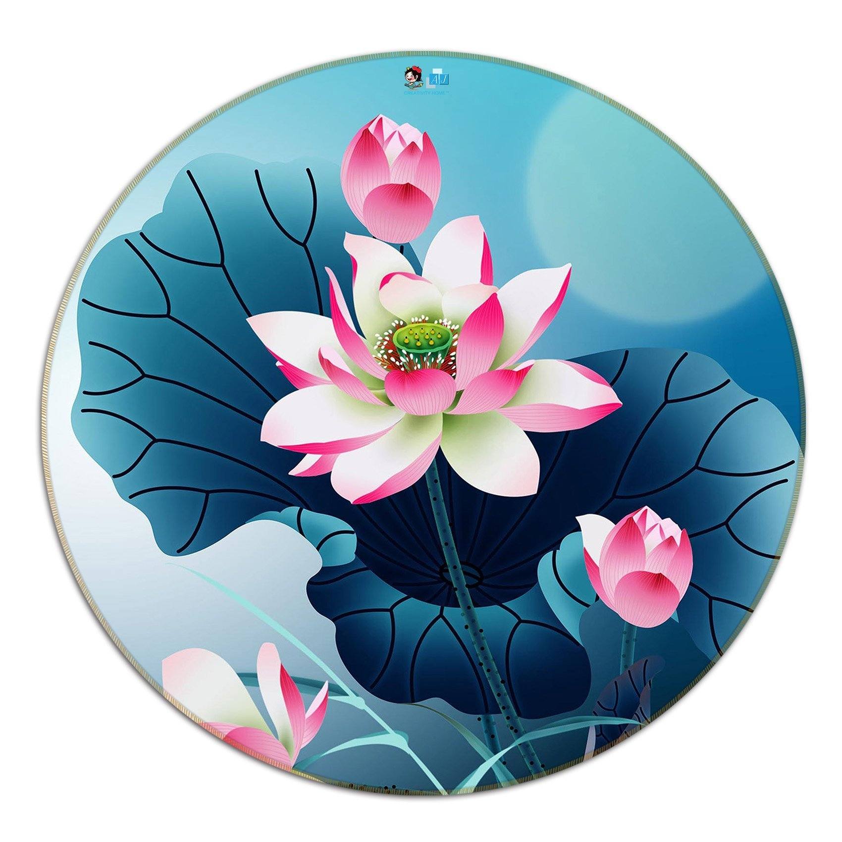 3D Pretty Lotus Flowers 116 Round Non Slip Rug Mat Mat AJ Creativity Home
