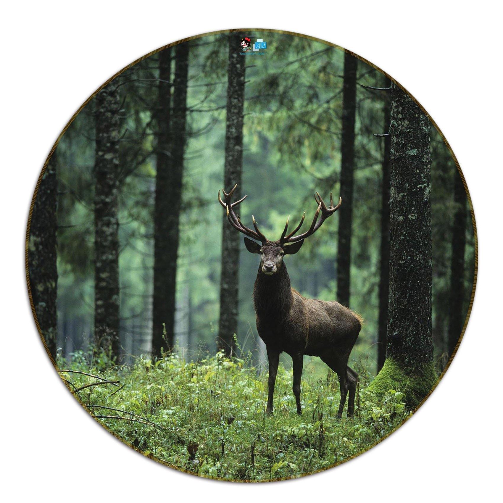 3D Forest Deer 92 Round Non Slip Rug Mat Mat AJ Creativity Home