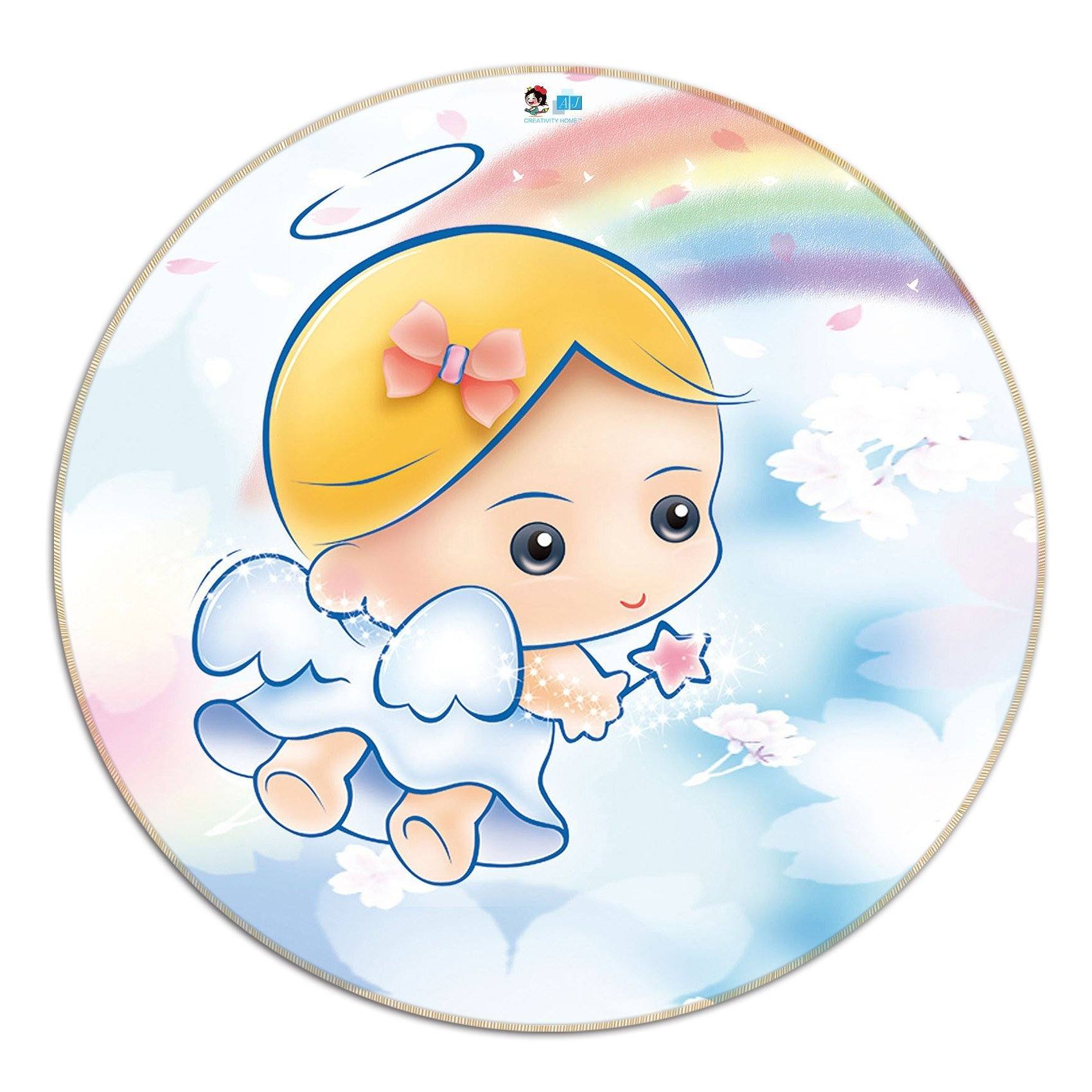 3D Lovely Rainbow Angel 33 Round Non Slip Rug Mat Mat AJ Creativity Home
