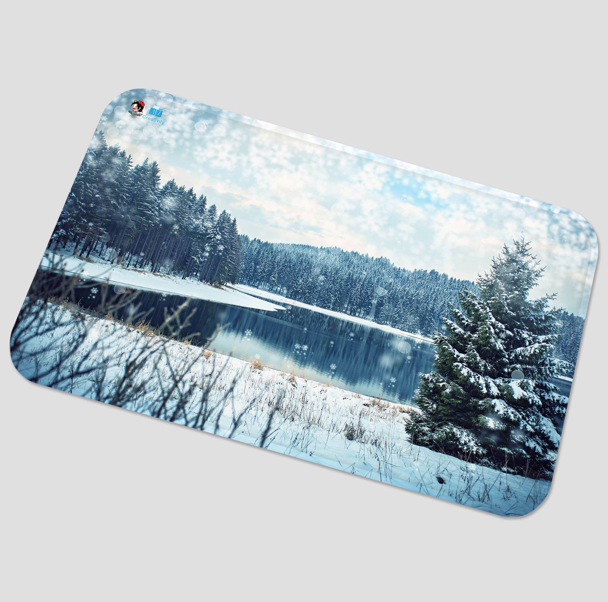 3D Lake Snowing Scenery 90 Non Slip Rug Mat Mat AJ Creativity Home