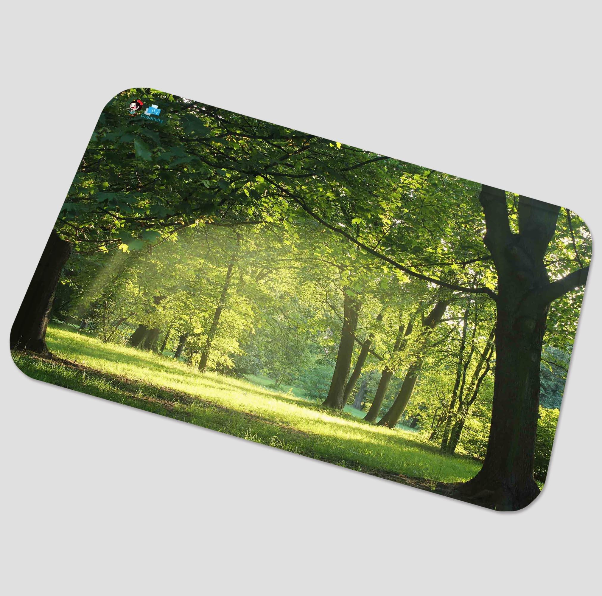 3D Grassland Green Trees 4 Non Slip Rug Mat Mat AJ Creativity Home