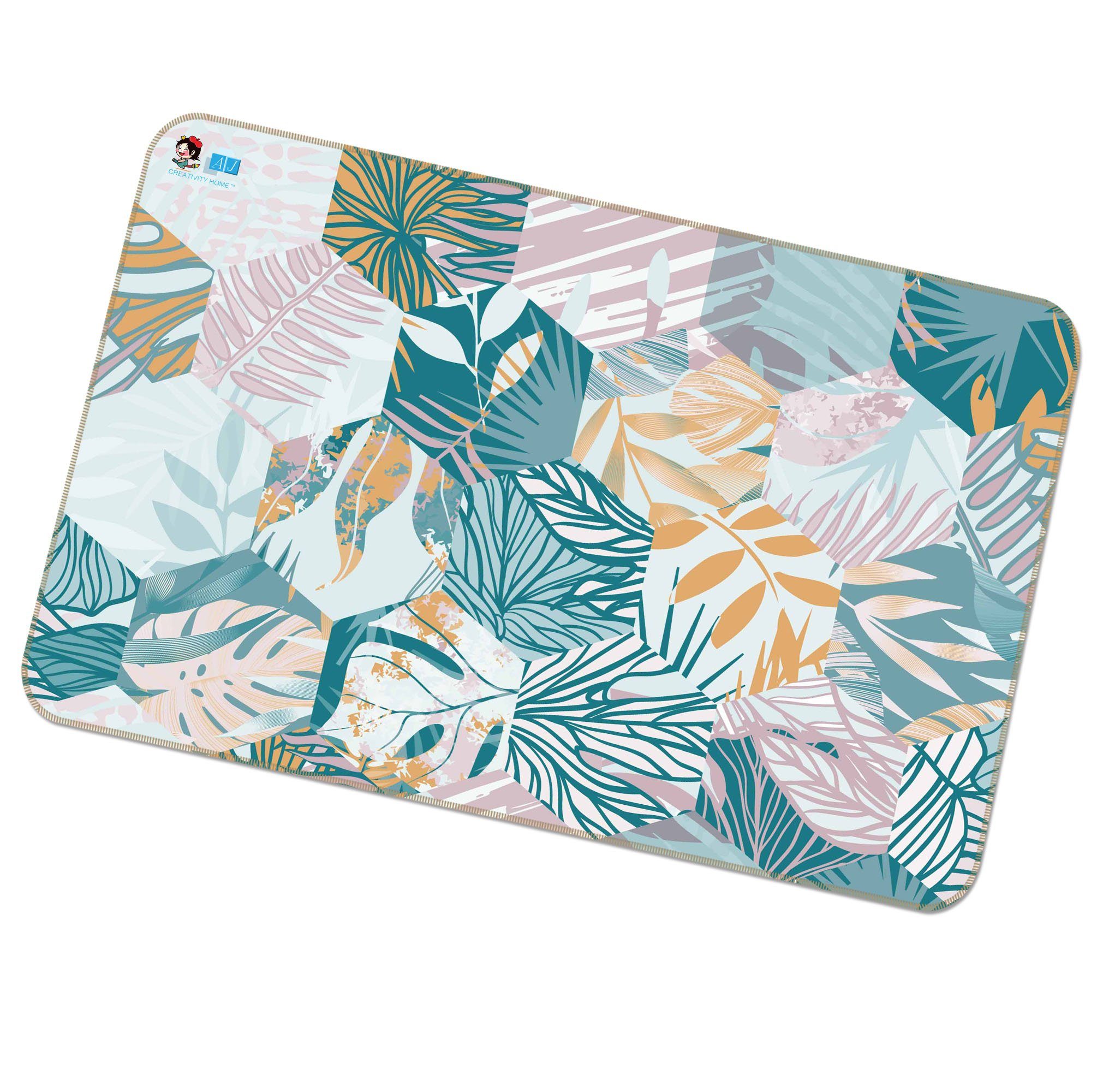 3D Hexagonal Leaves 100 Non Slip Rug Mat Mat AJ Creativity Home