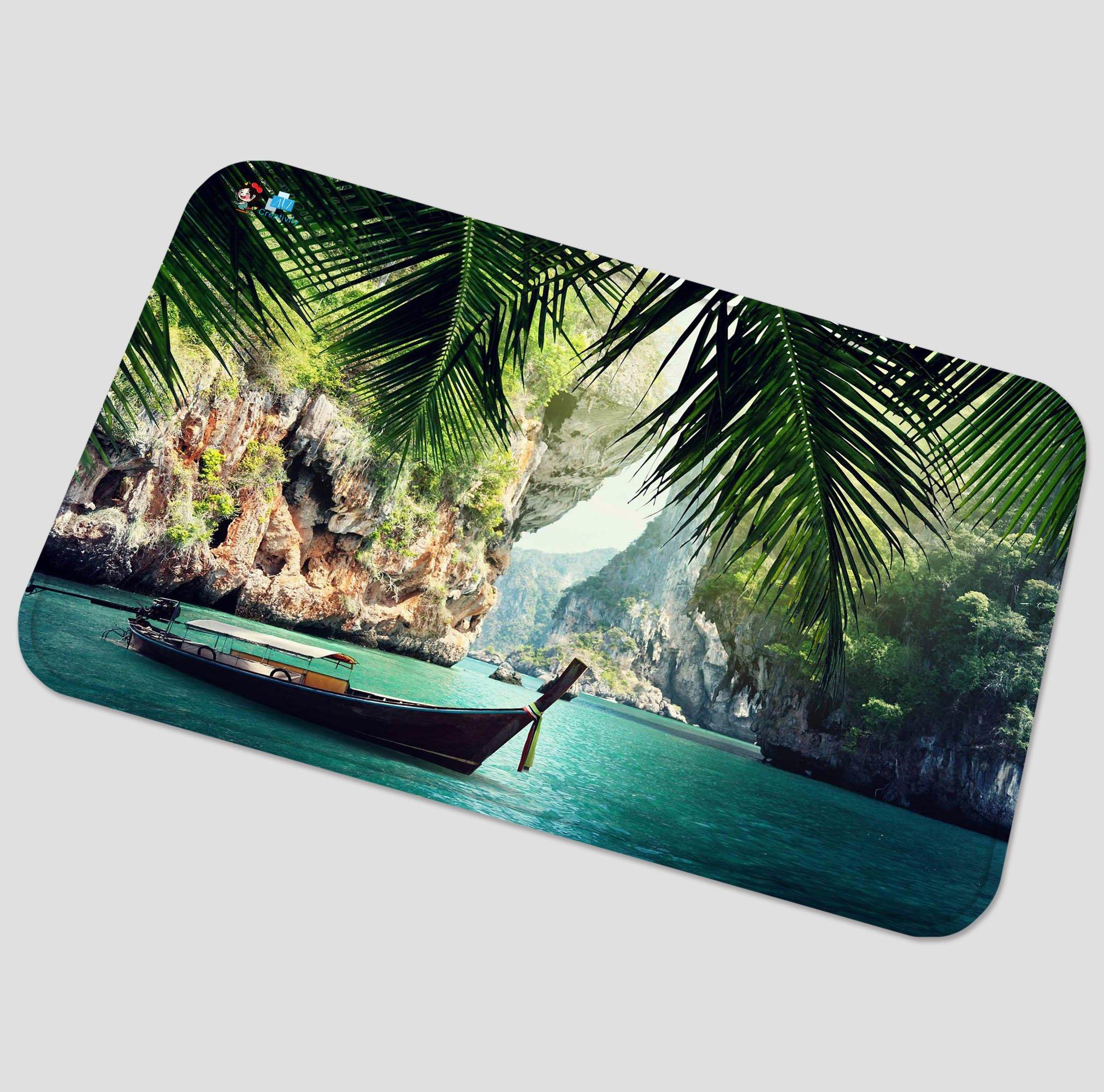 3D Sea Bay Boat 110 Non Slip Rug Mat Mat AJ Creativity Home