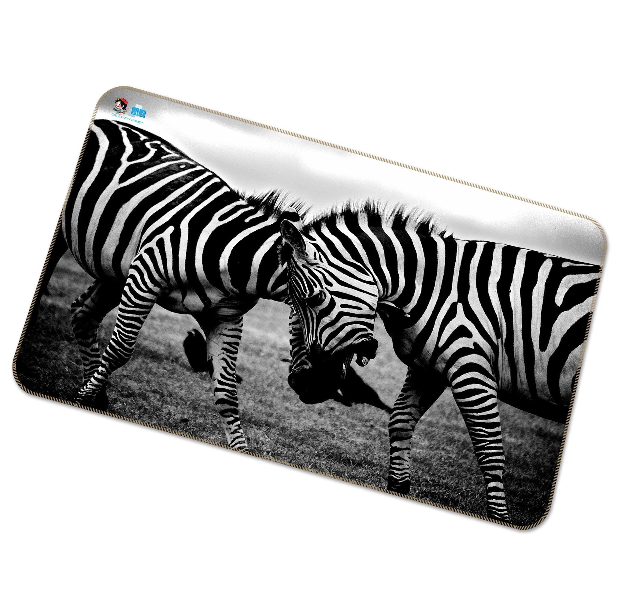 3D Fighting Zebras 256 Non Slip Rug Mat Mat AJ Creativity Home