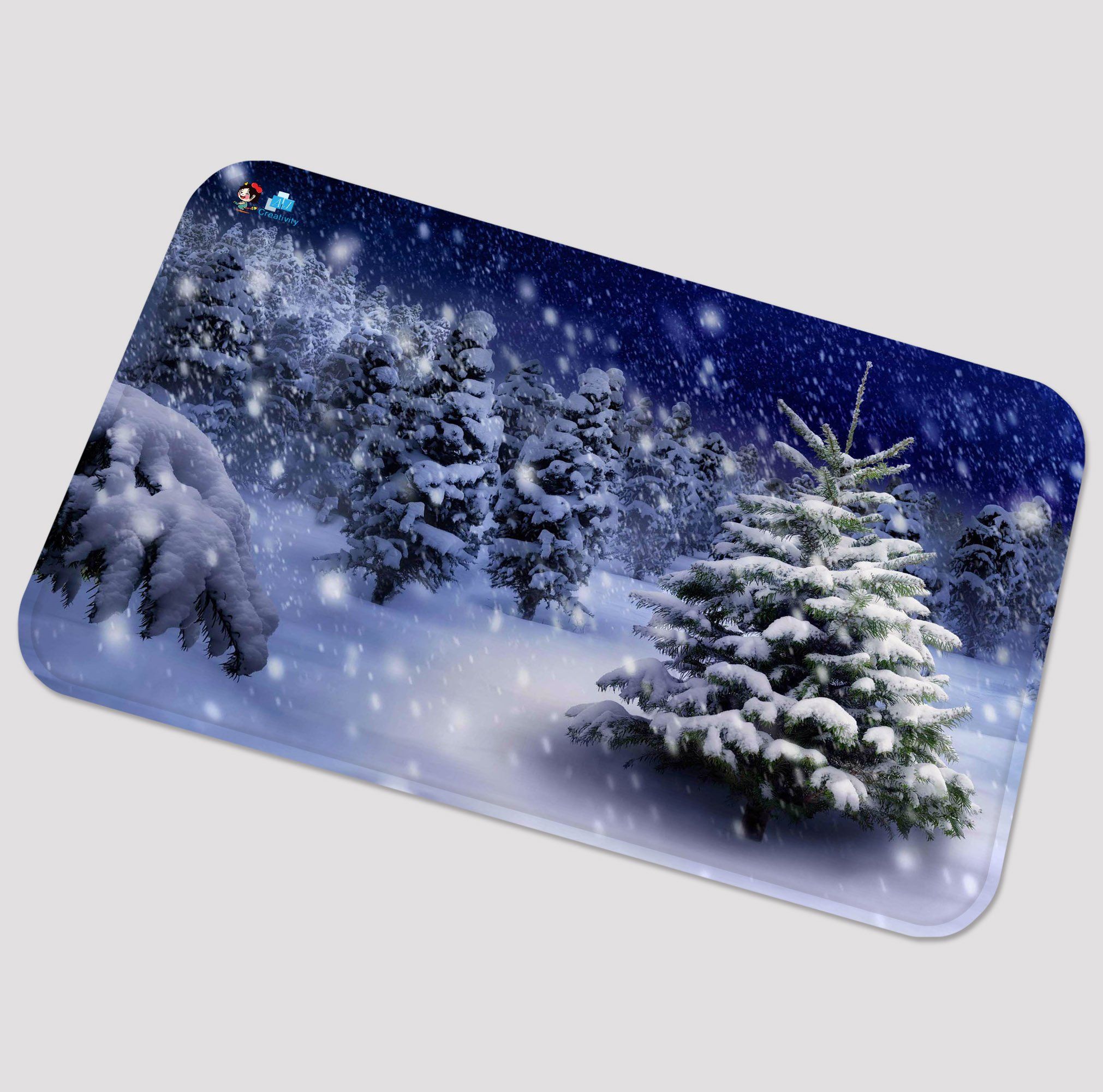 3D Snowing Forest 105 Non Slip Rug Mat Mat AJ Creativity Home