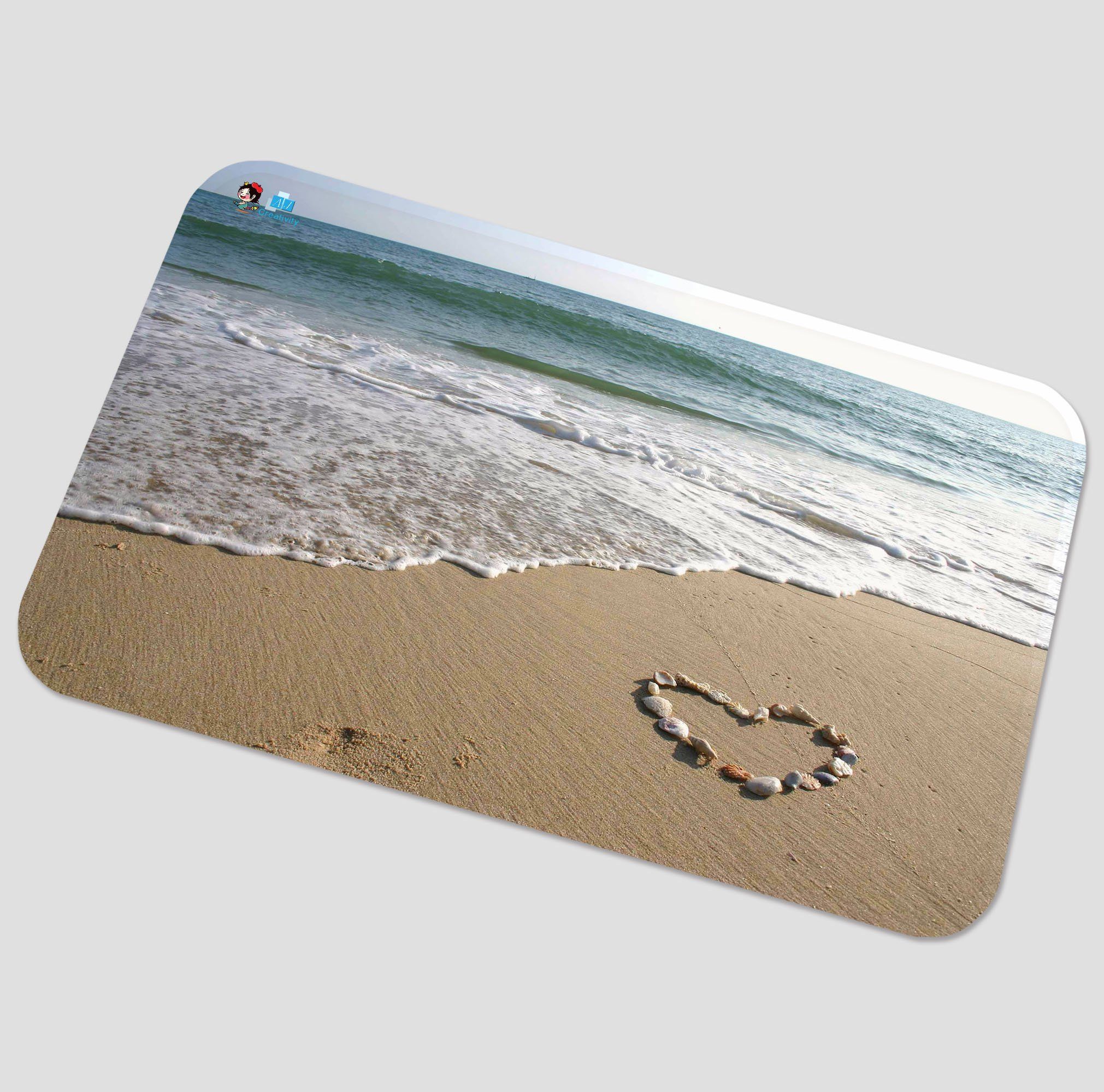 3D Beach Heart Shape 19 Non Slip Rug Mat Mat AJ Creativity Home