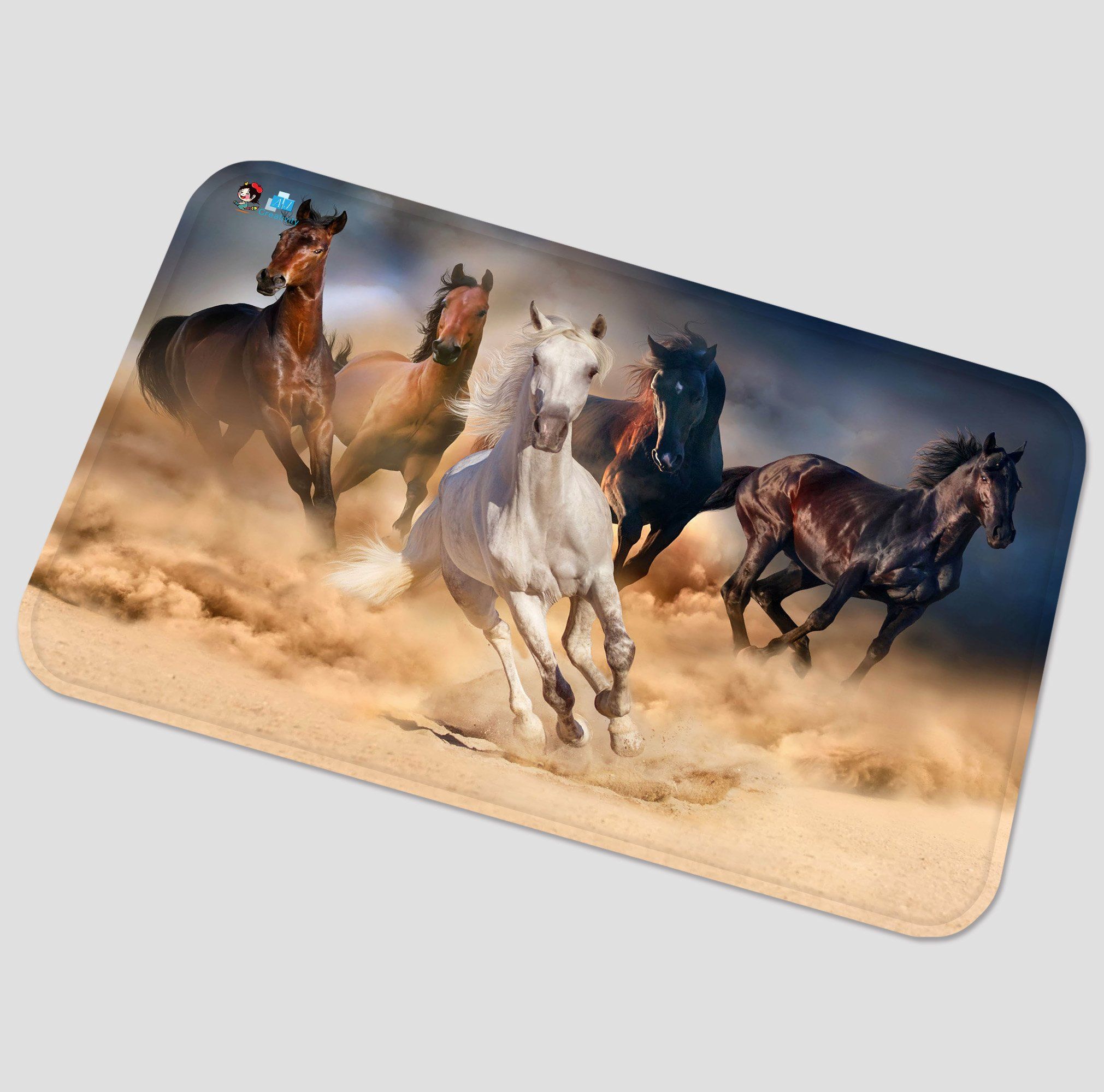 3D Running Horses 96 Non Slip Rug Mat Mat AJ Creativity Home