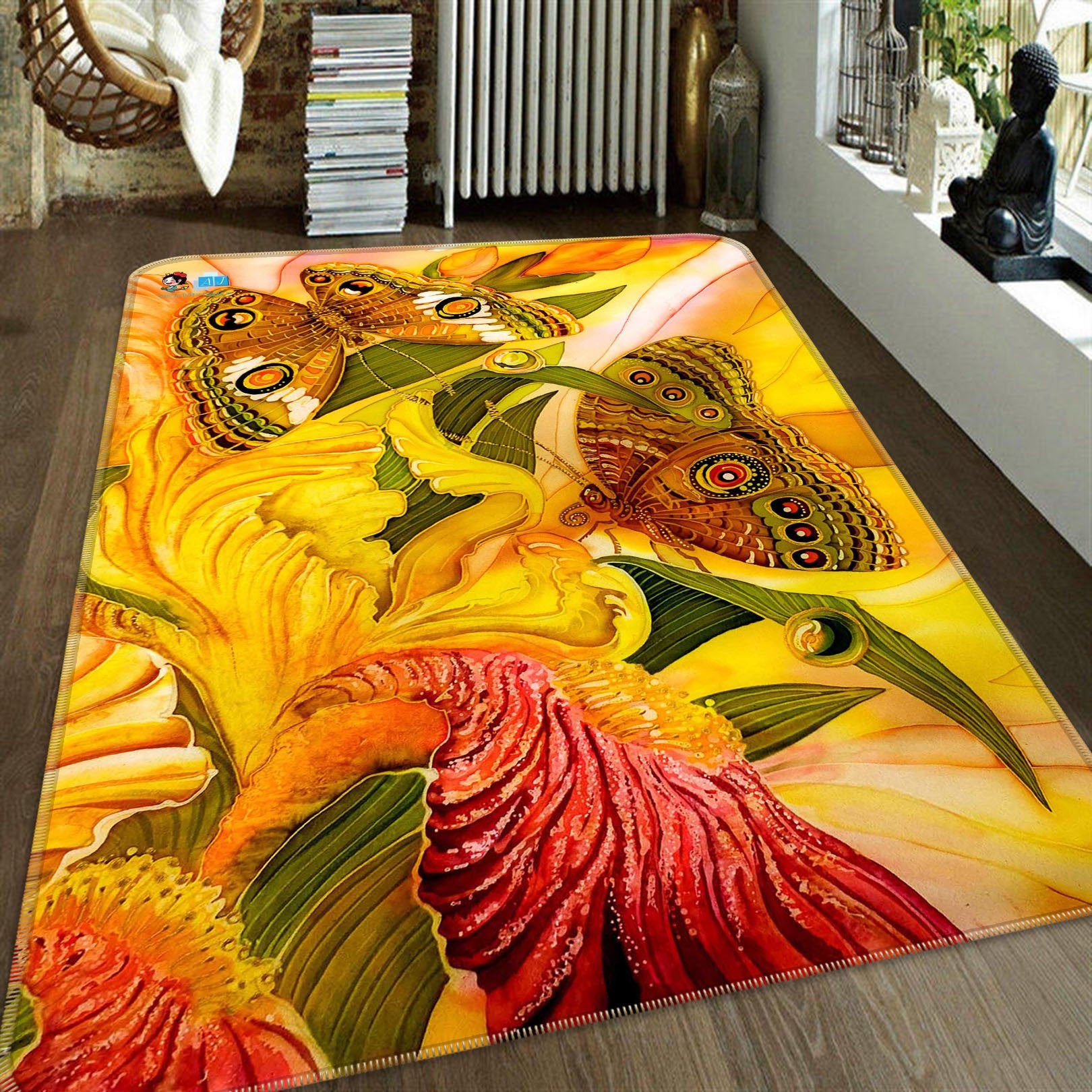 3D Color Flowers Butterflies 221 Non Slip Rug Mat Mat AJ Creativity Home