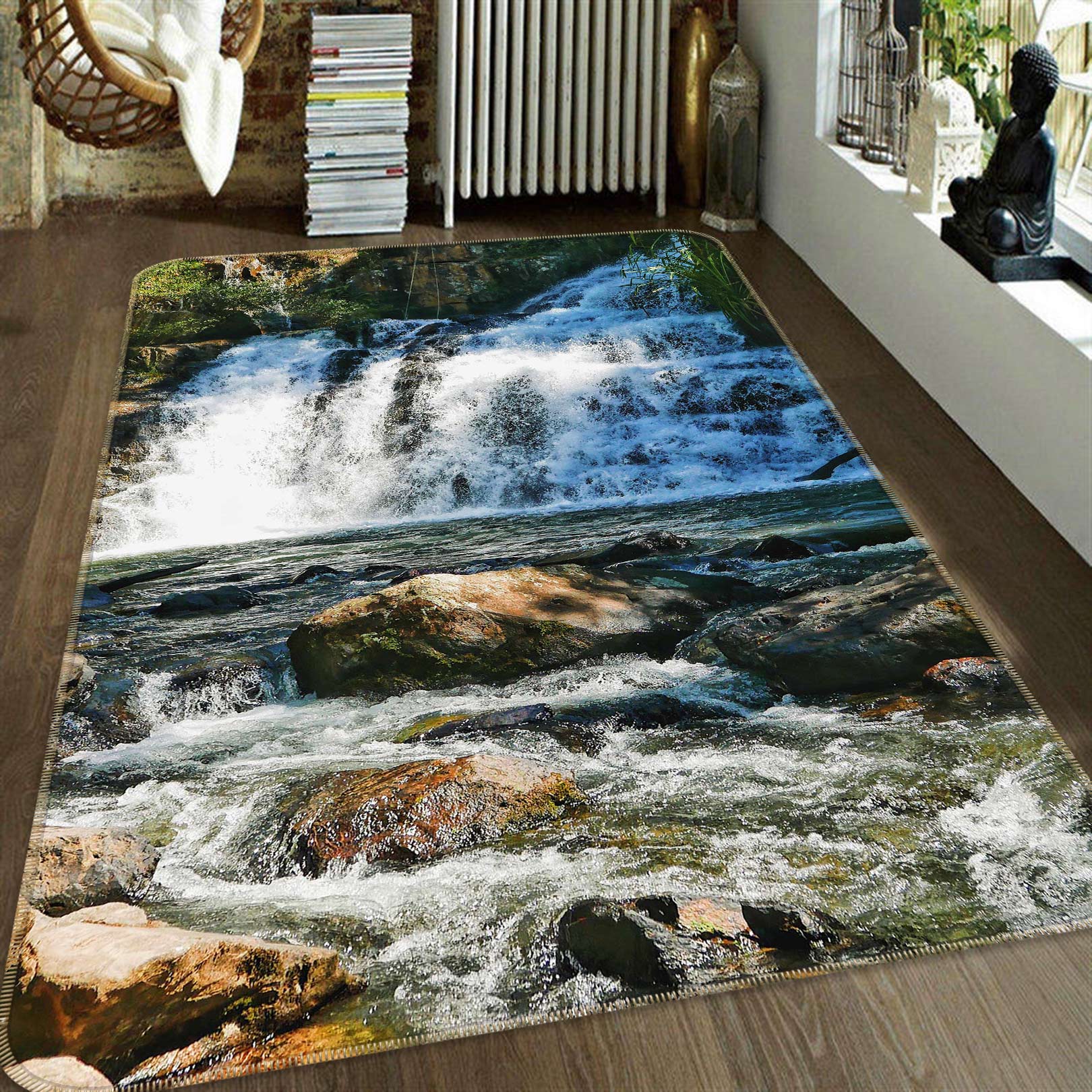 3D Waterfall Rapids 27071 Non Slip Rug Mat
