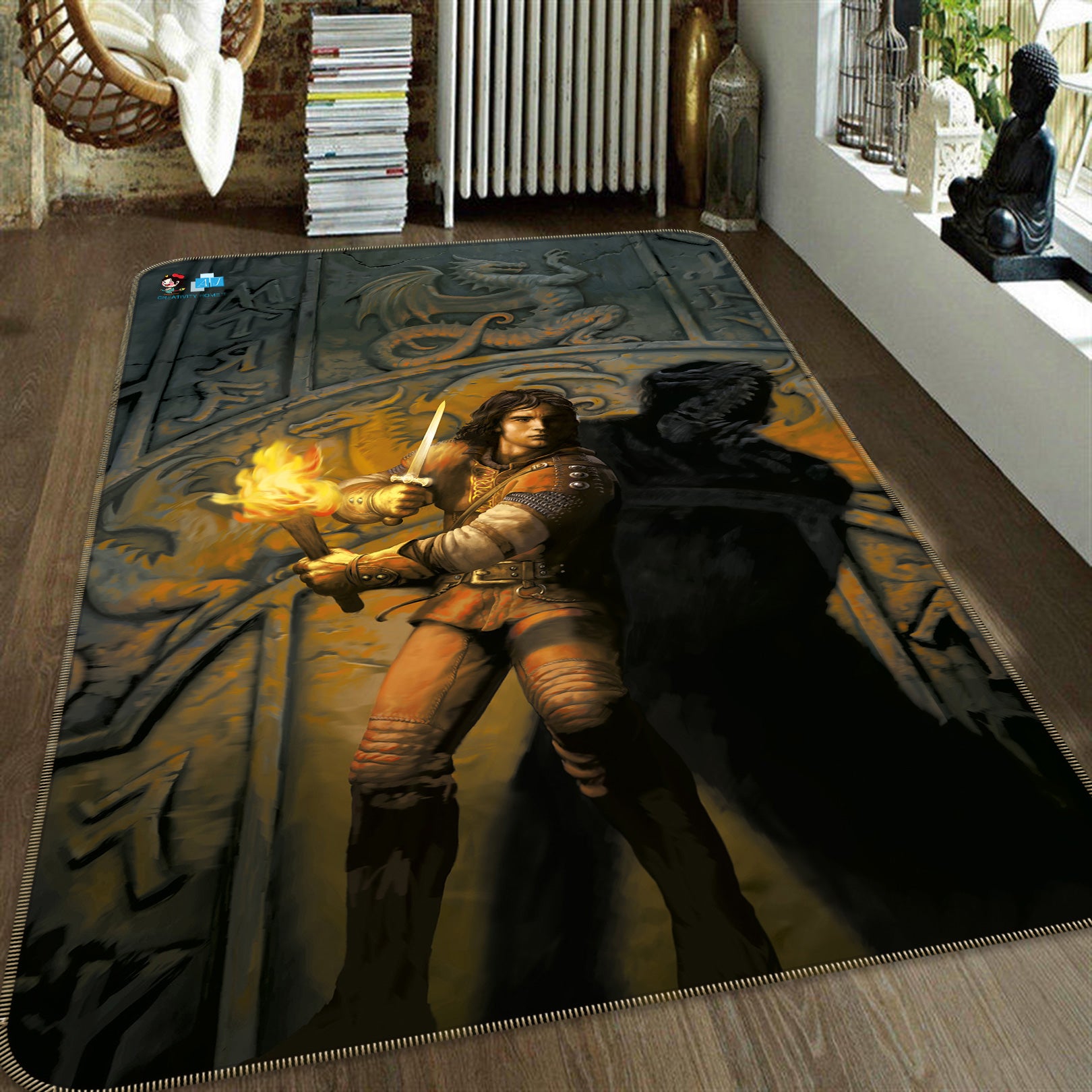 3D Soldier Torch 6014 Ciruelo Rug Non Slip Rug Mat