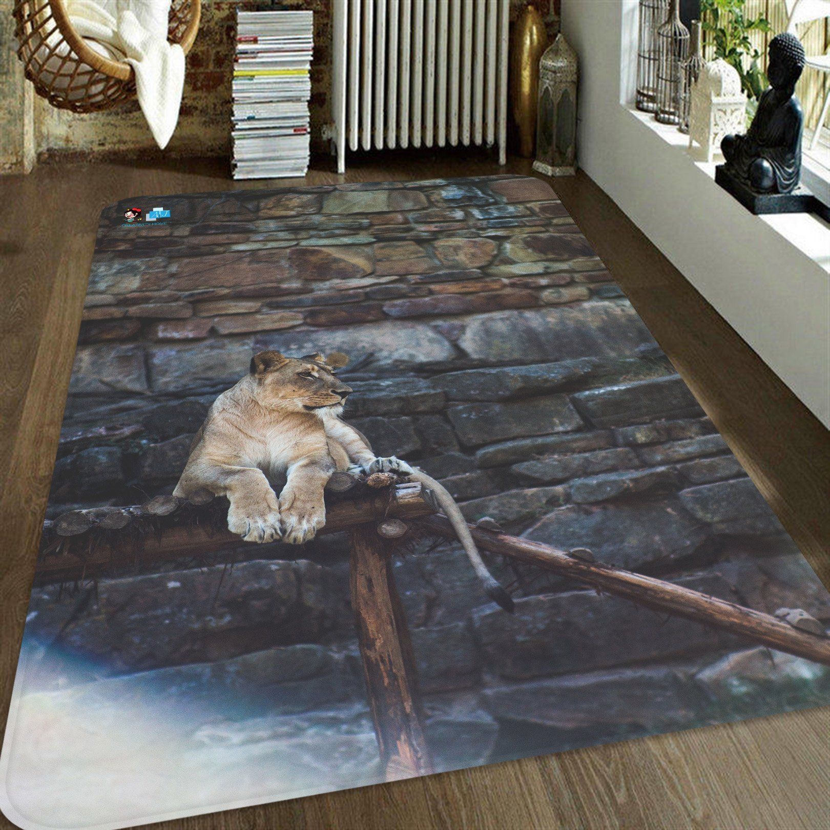 3D Lion 3624 Non Slip Rug Mat Mat AJ Creativity Home