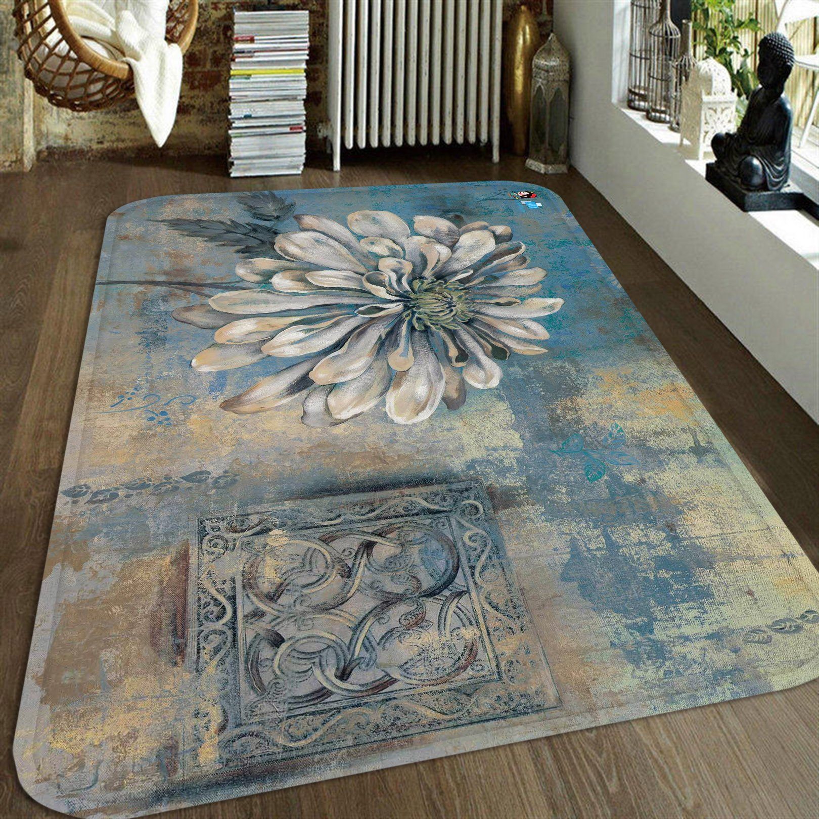 3D Retro Flower Painting 15 Non Slip Rug Mat Mat AJ Creativity Home