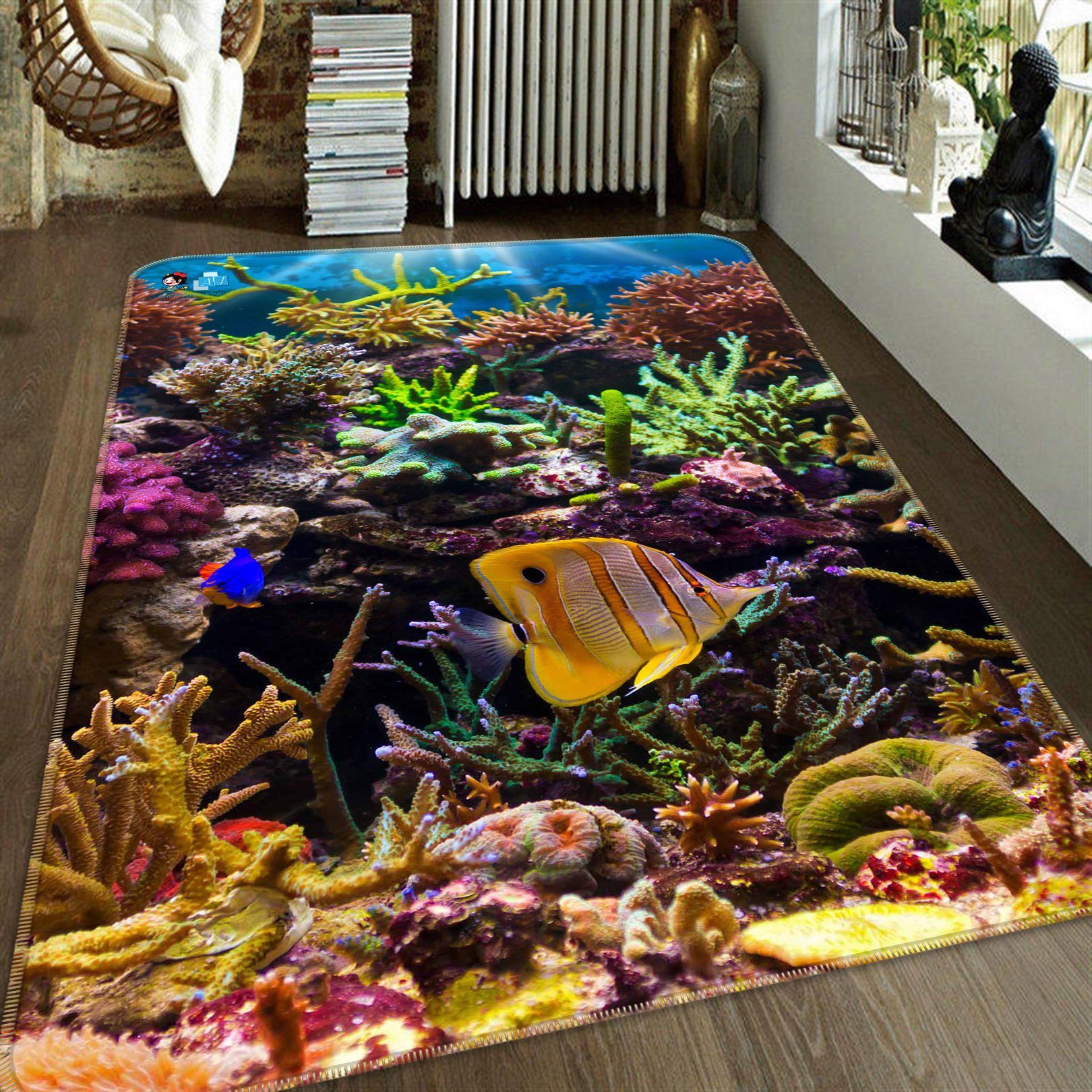 3D Ocean Color Corals Fishes 197 Non Slip Rug Mat Mat AJ Creativity Home