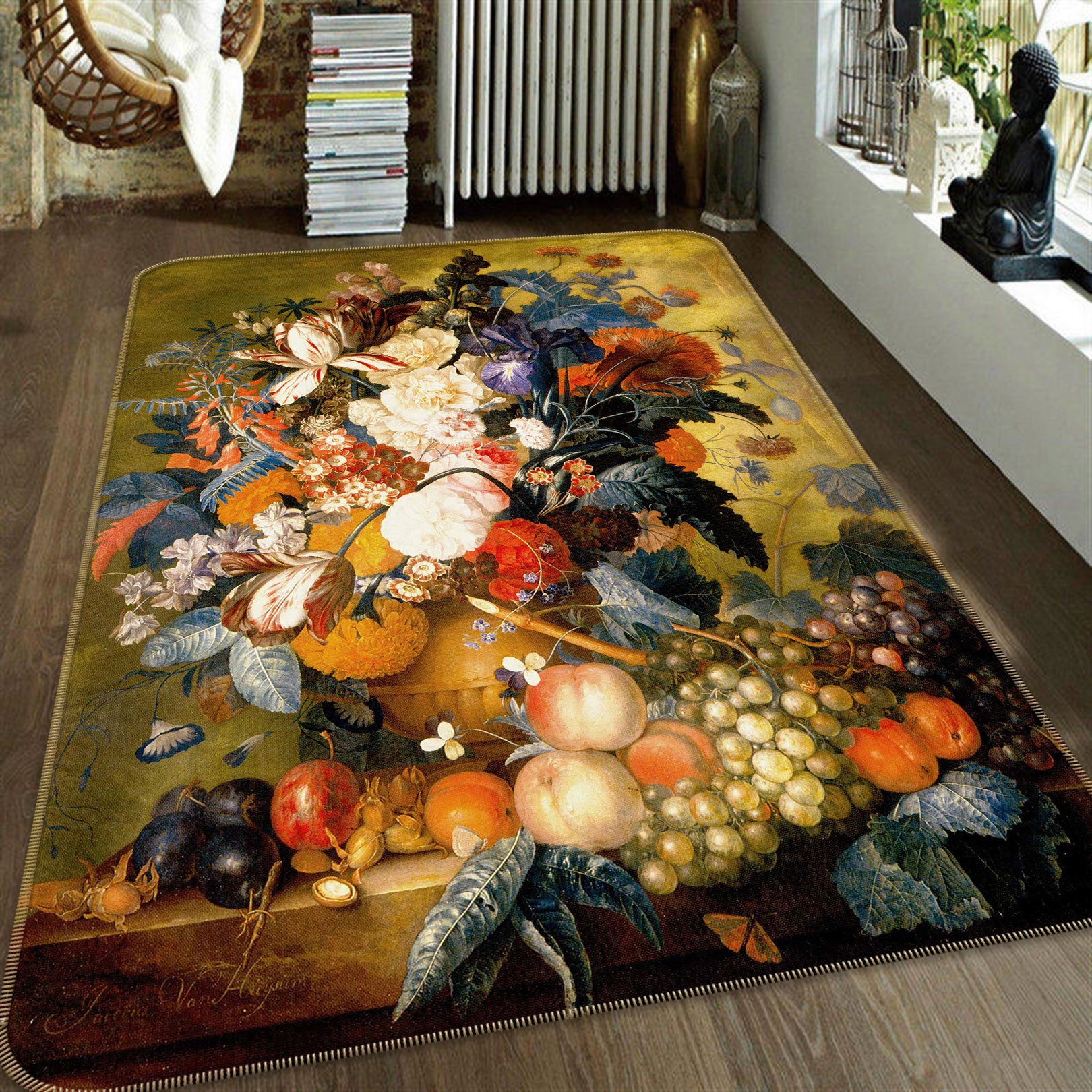 3D Color Vase Flowers 76213 Non Slip Rug Mat