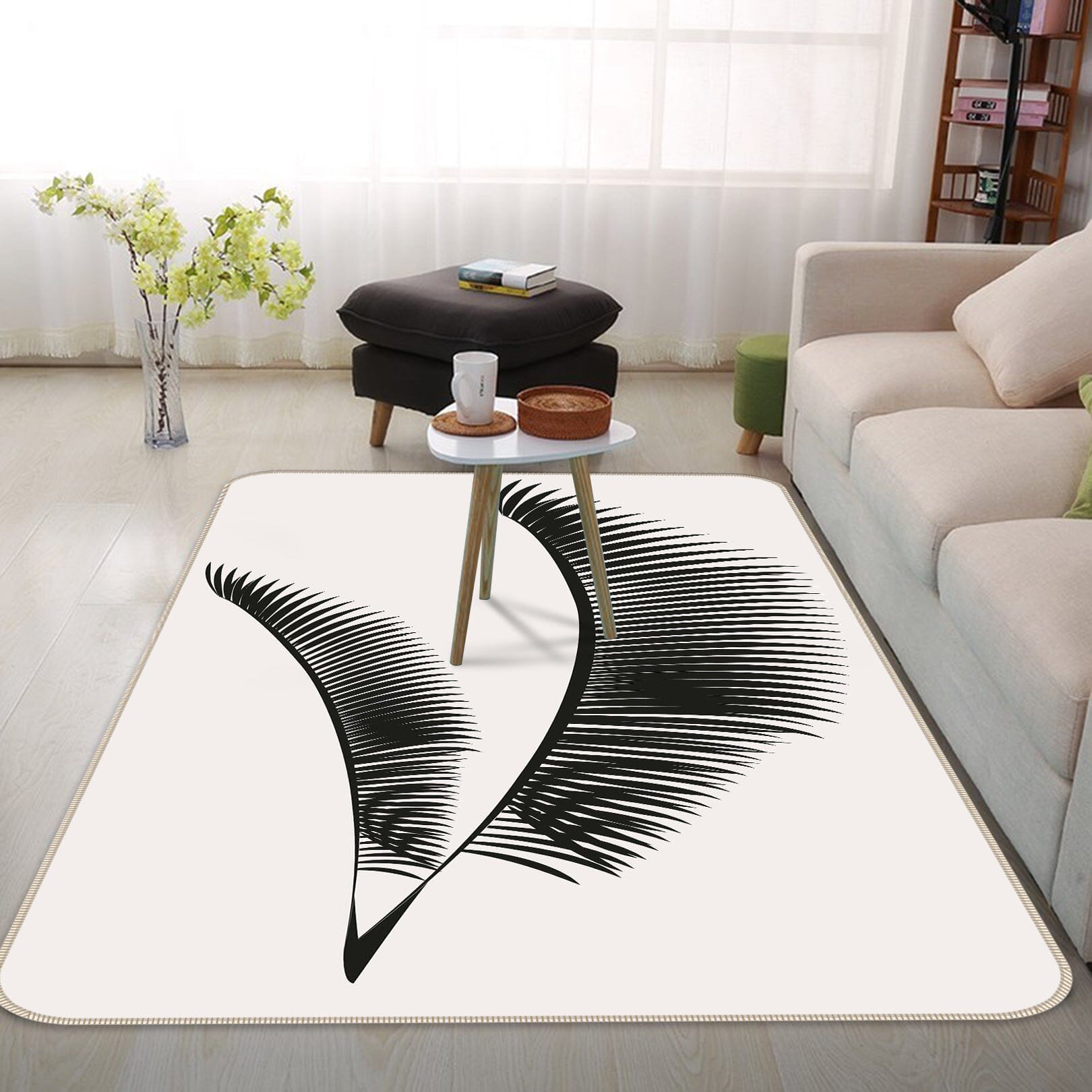 3D Black Leaf Pattern 1047 Boris Draschoff Rug Non Slip Rug Mat Mat AJ Creativity Home
