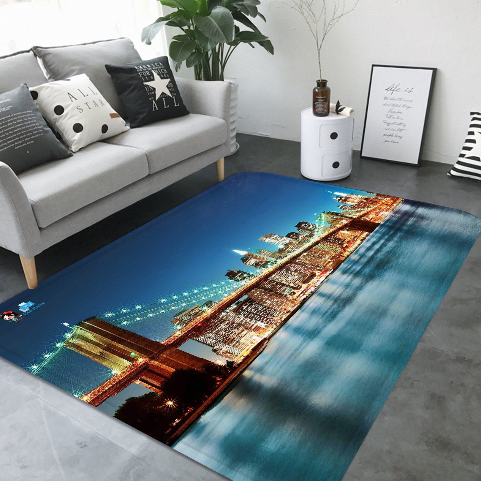 3D New York Bridge 25 Non Slip Rug Mat Mat AJ Creativity Home