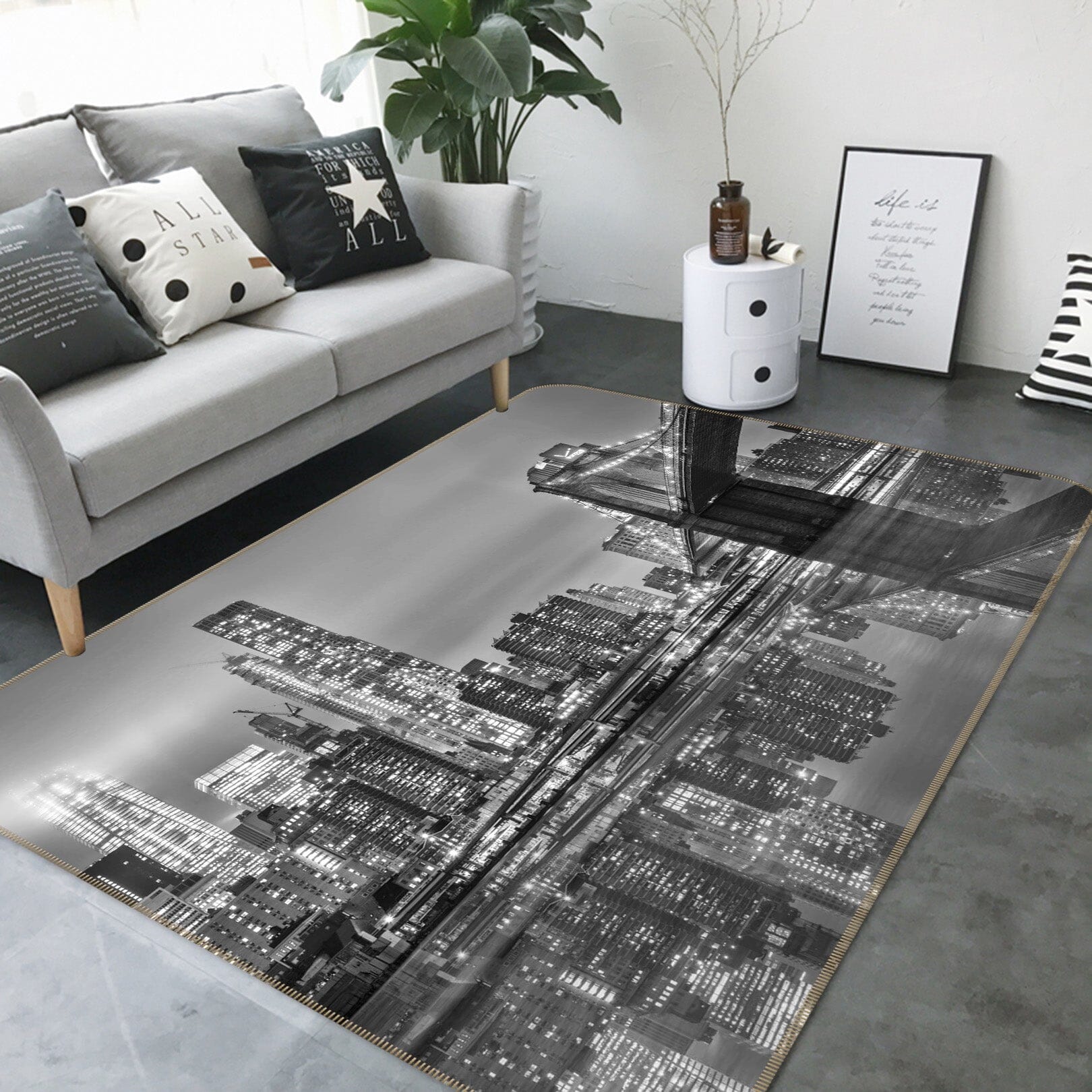 3D Grey City 1095 Marco Carmassi Rug Non Slip Rug Mat Mat AJ Creativity Home