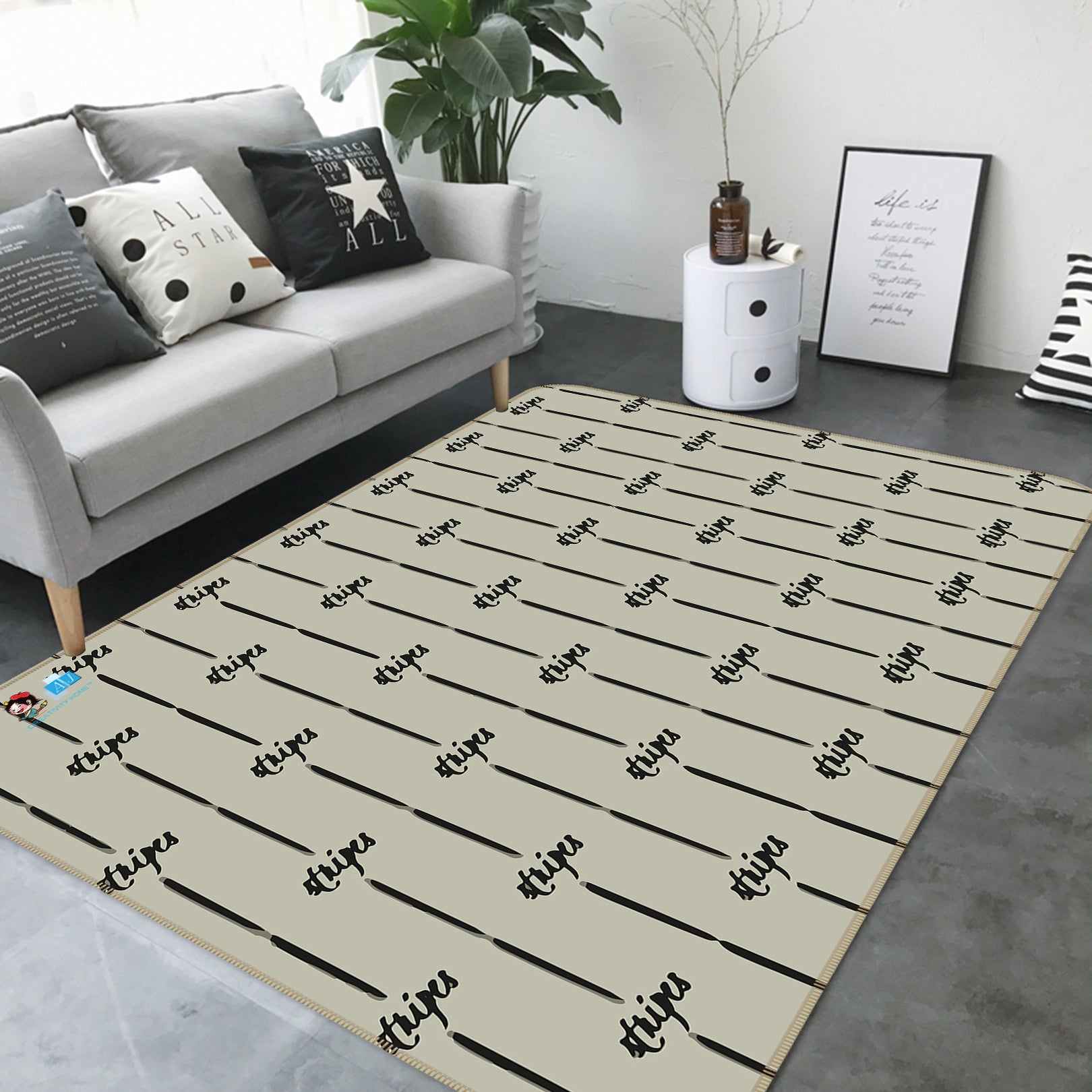 3D Line Pattern 10799 Kashmira Jayaprakash Rug Non Slip Rug Mat