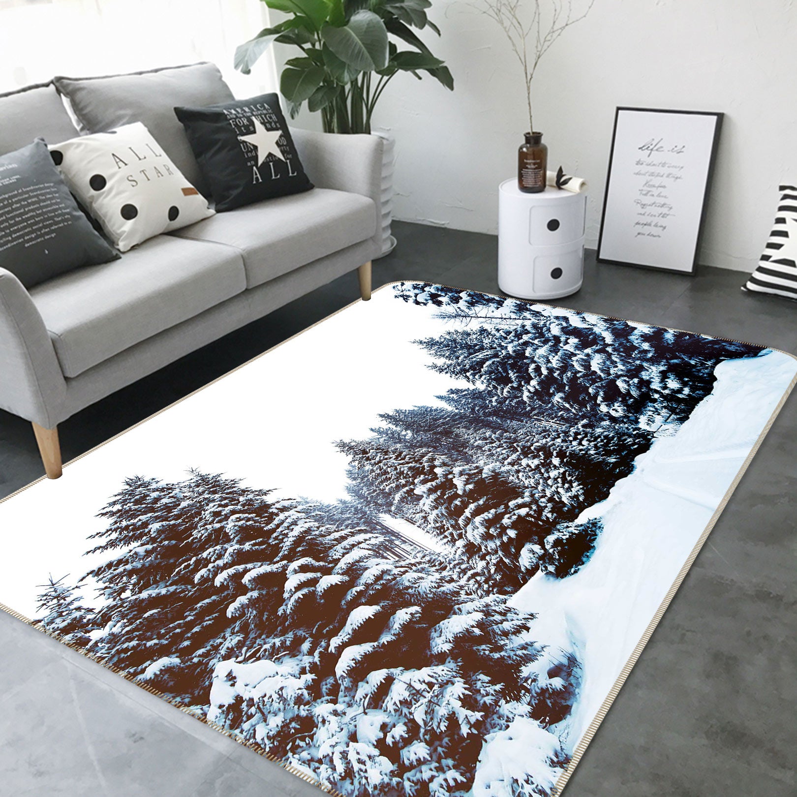 3D Snowfield Tree 77213 Non Slip Rug Mat