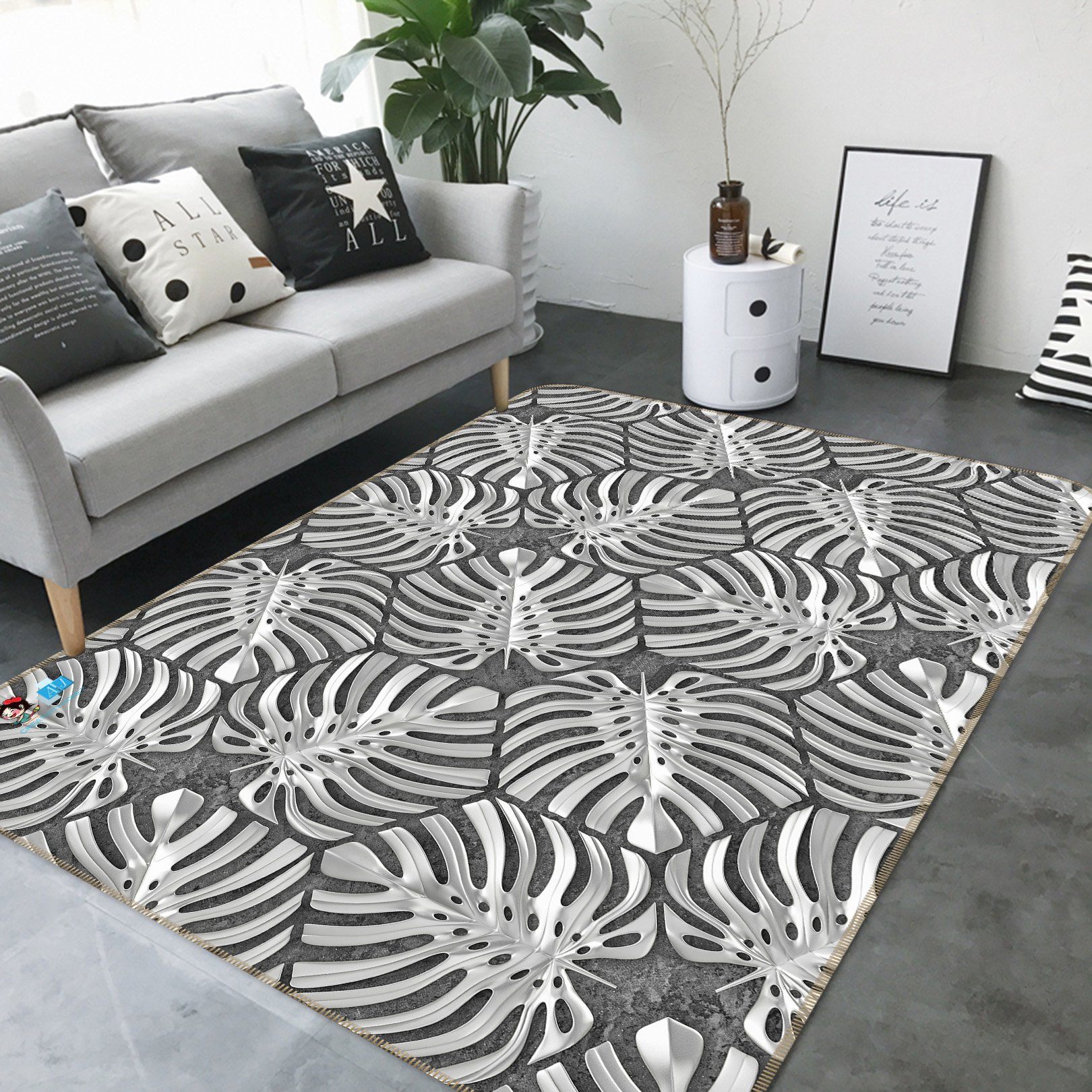 3D Turtle Leaf Pattern 2843 Non Slip Rug Mat Mat AJ Creativity Home