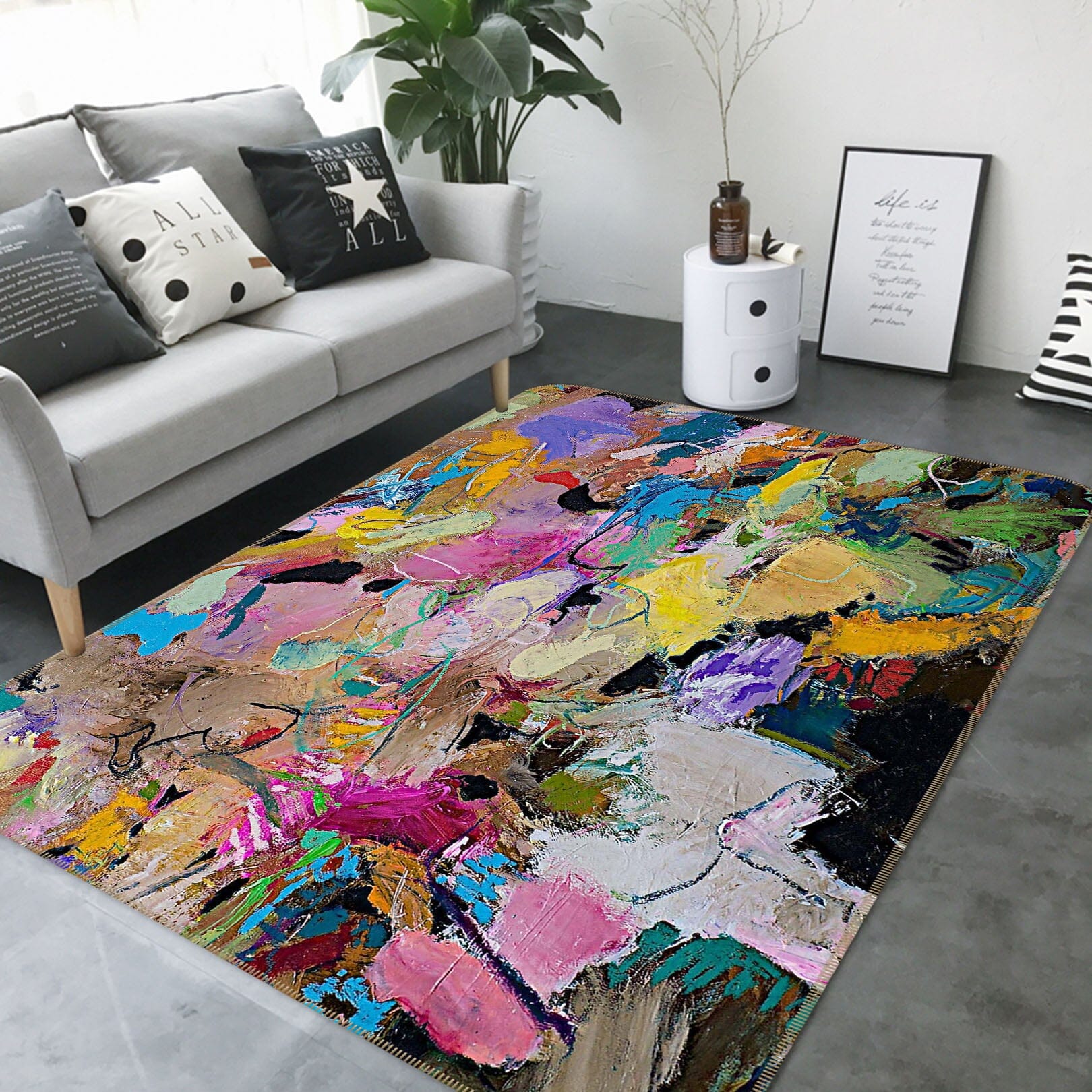 3D Color Graffiti 1046 Allan P. Friedlander Rug Non Slip Rug Mat Mat AJ Creativity Home