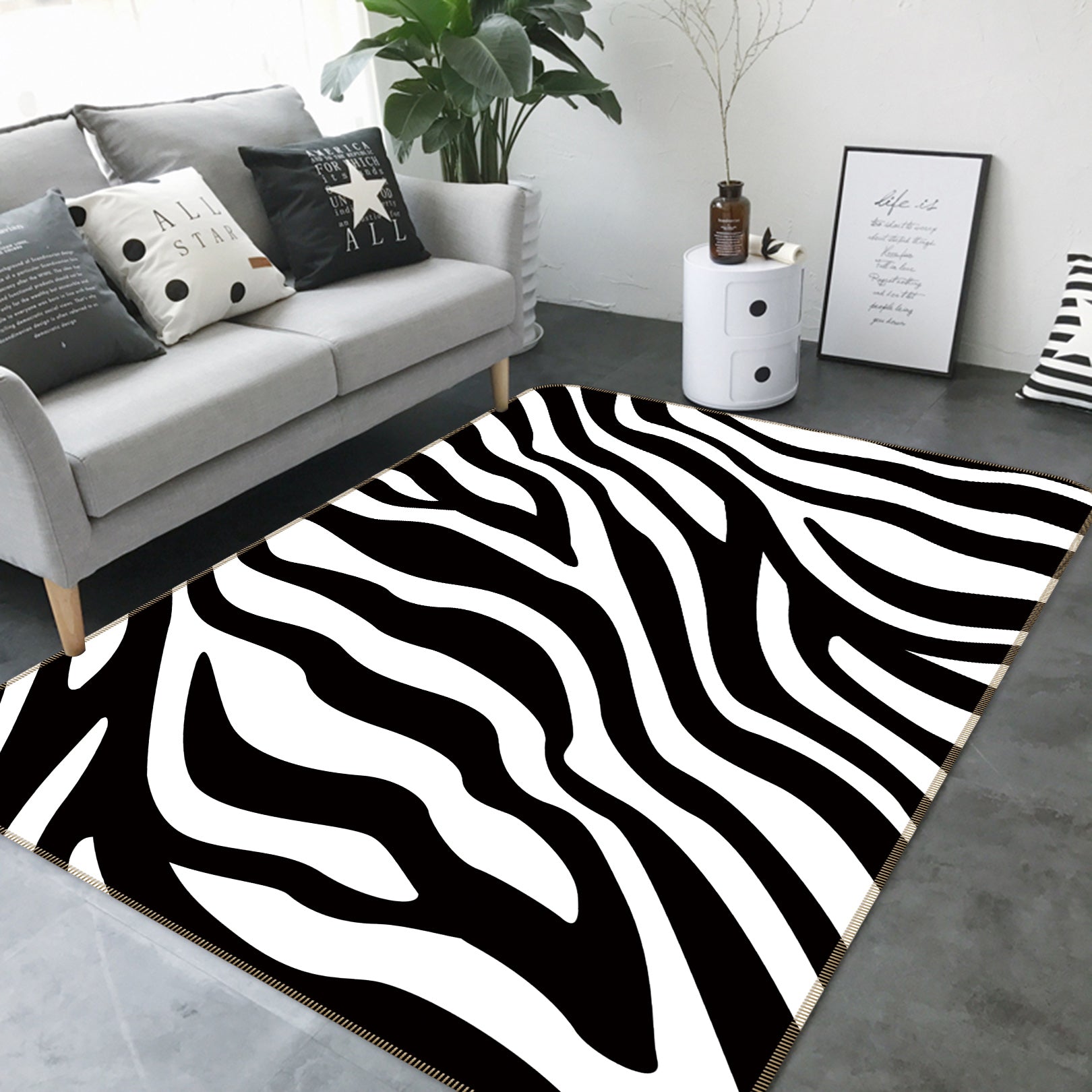 3D Zebra Pattern 35022 Non Slip Rug Mat