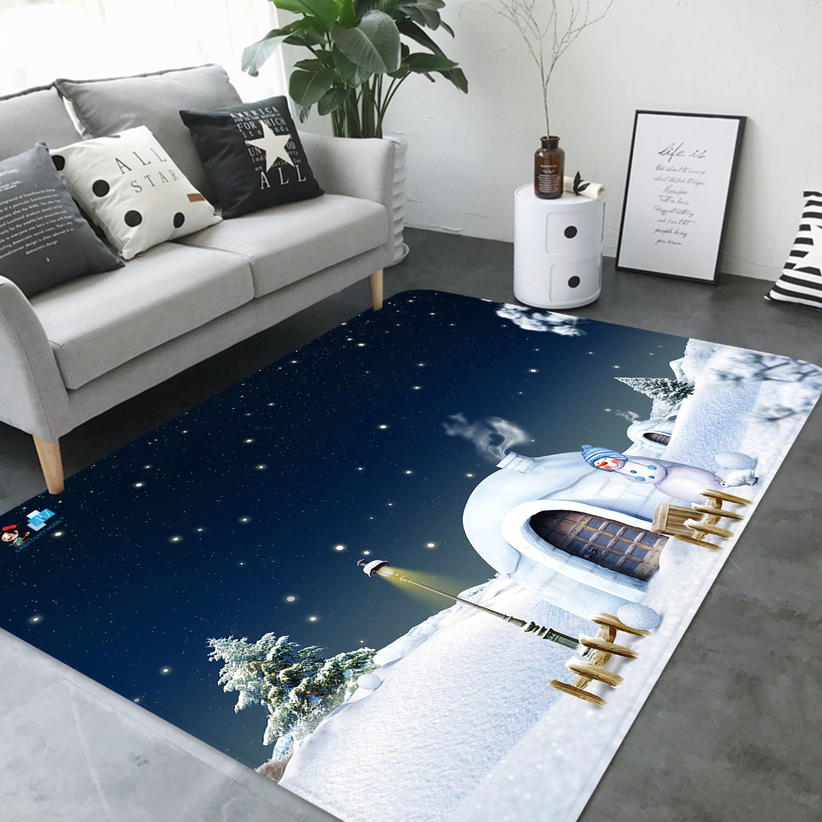 3D Snowfield 65196 Christmas Non Slip Rug Mat Xmas