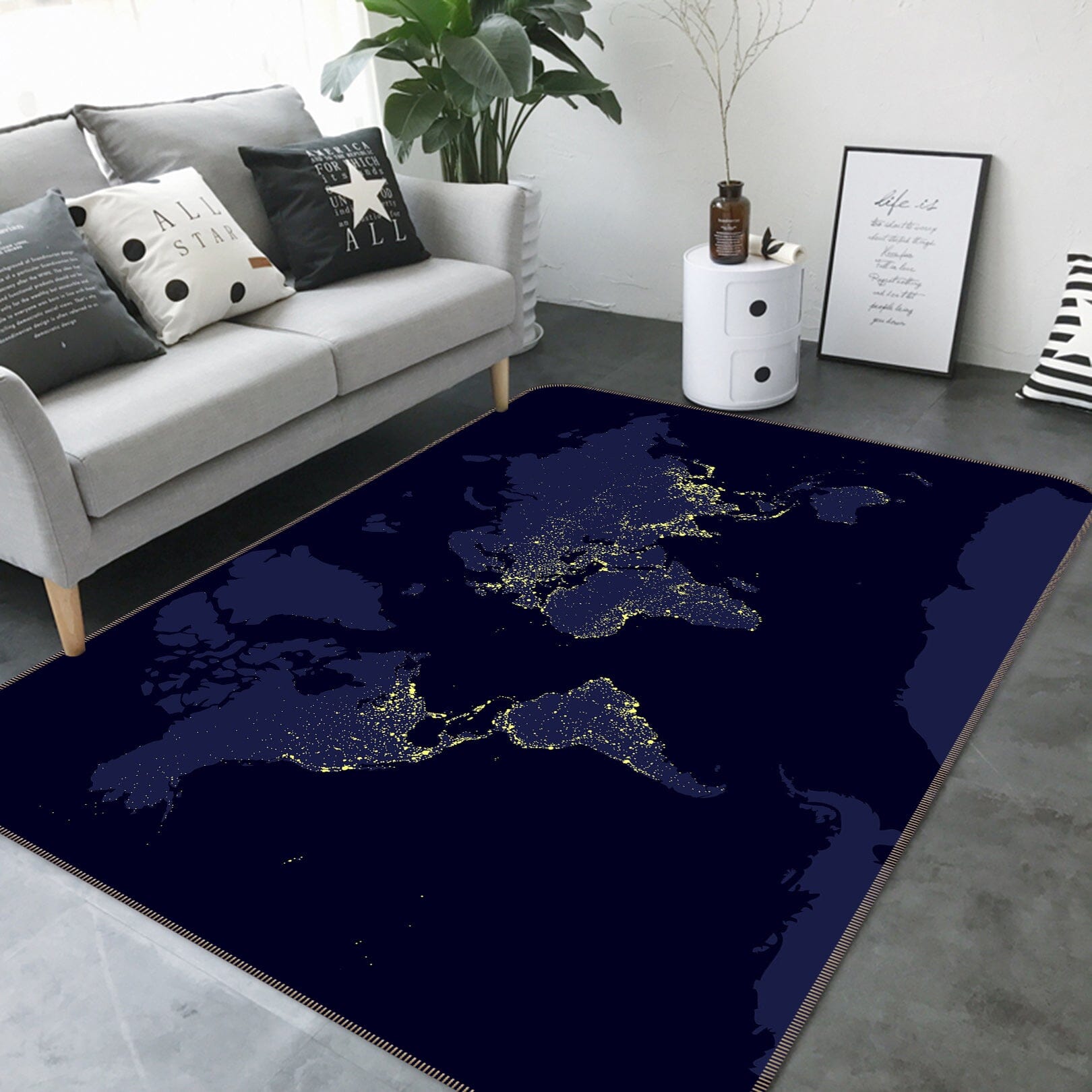 3D Silent Night 253 World Map Non Slip Rug Mat Mat AJ Creativity Home