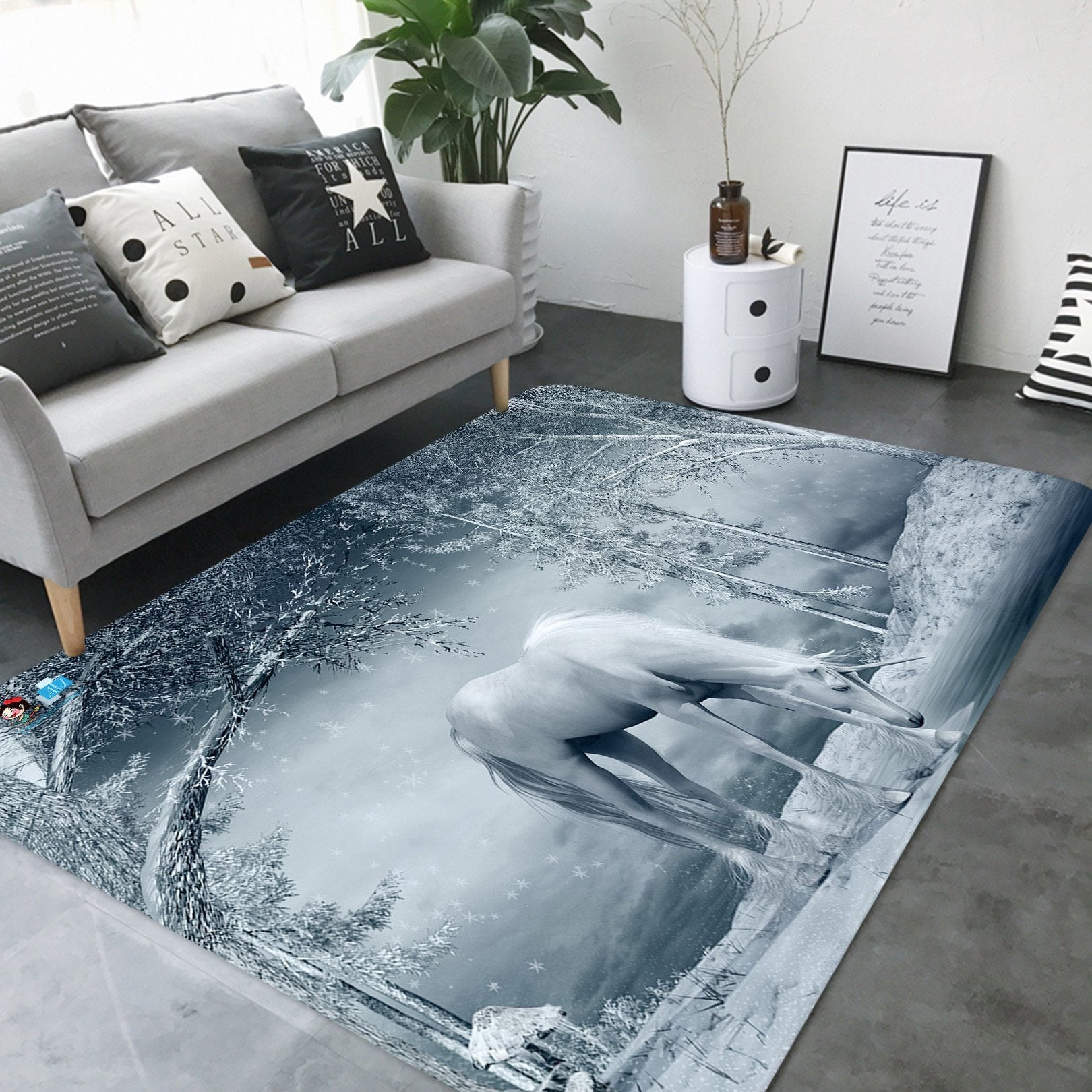 3D Unicorn Grazing 71 Non Slip Rug Mat Mat AJ Creativity Home